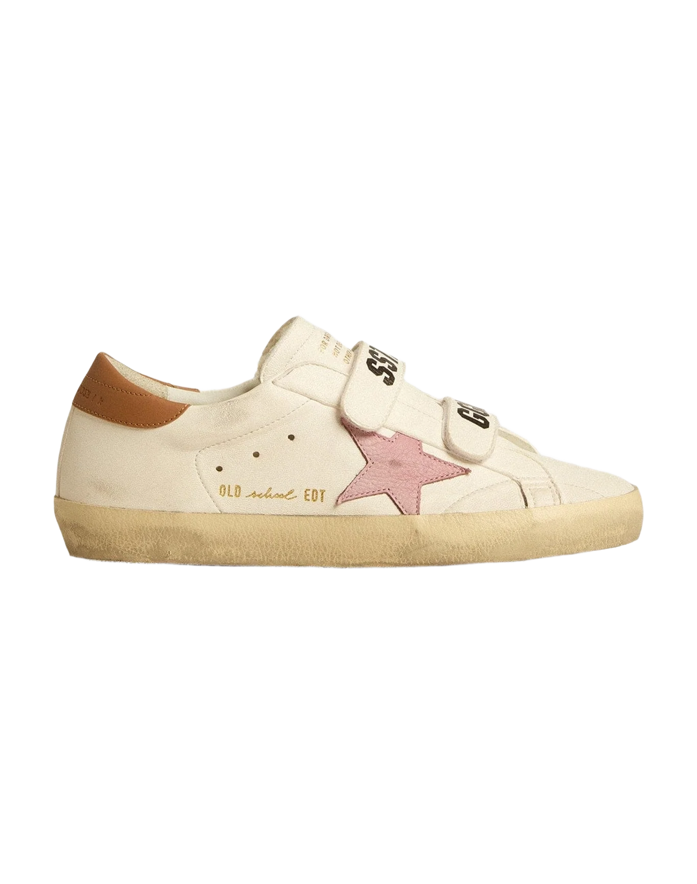 Women | Old School Nappa Leather with Pink Leather Star & Beige Shearling Lining | White x Pink x Light Brown