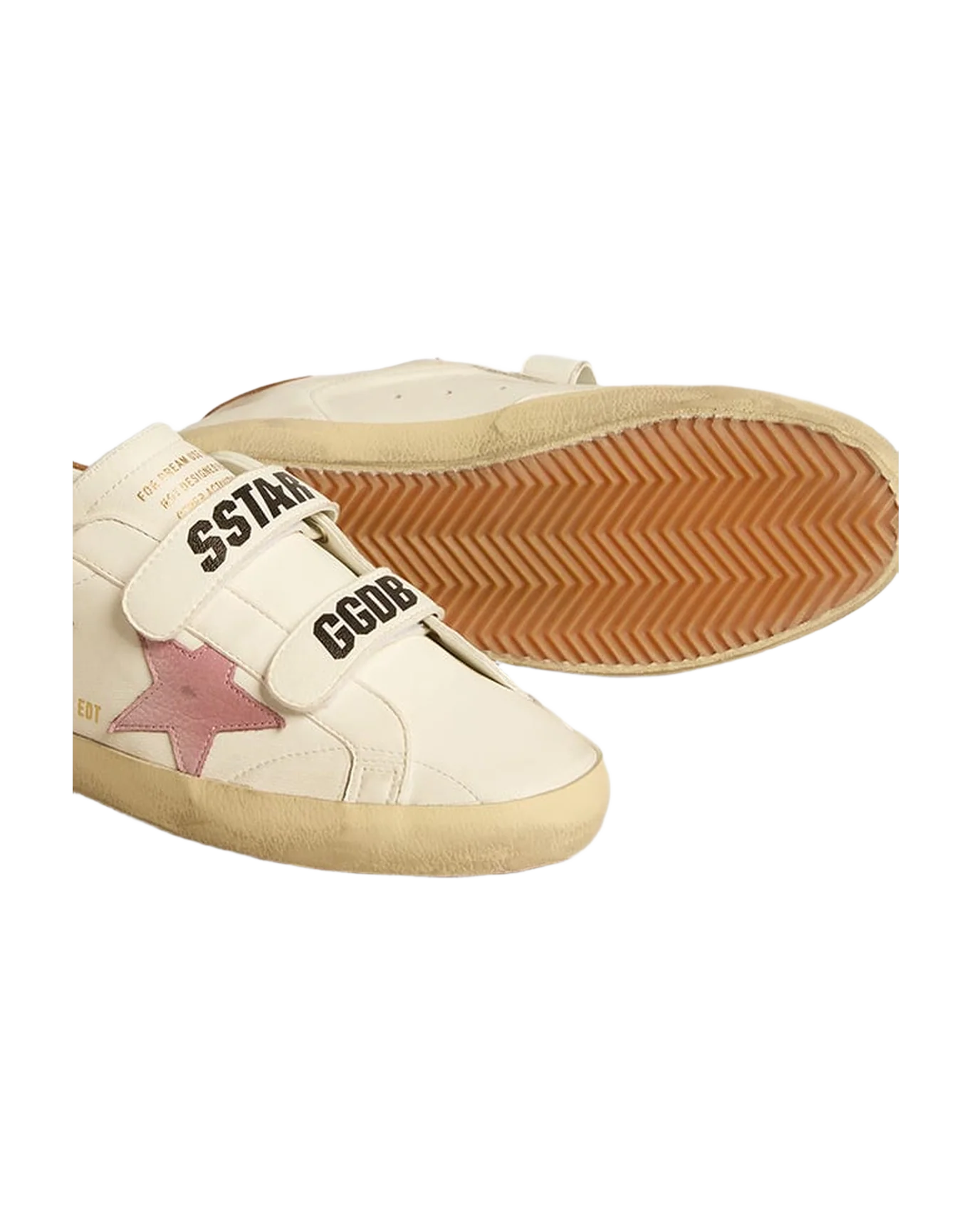 Women | Old School Nappa Leather with Pink Leather Star & Beige Shearling Lining | White x Pink x Light Brown - Image 6