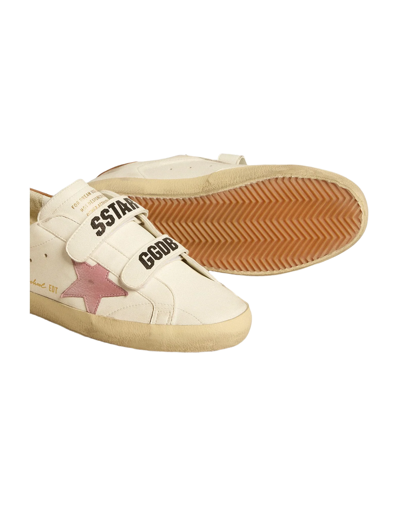 Women | Old School Nappa Leather with Pink Leather Star & Beige Shearling Lining | White x Pink x Light Brown - Image 8