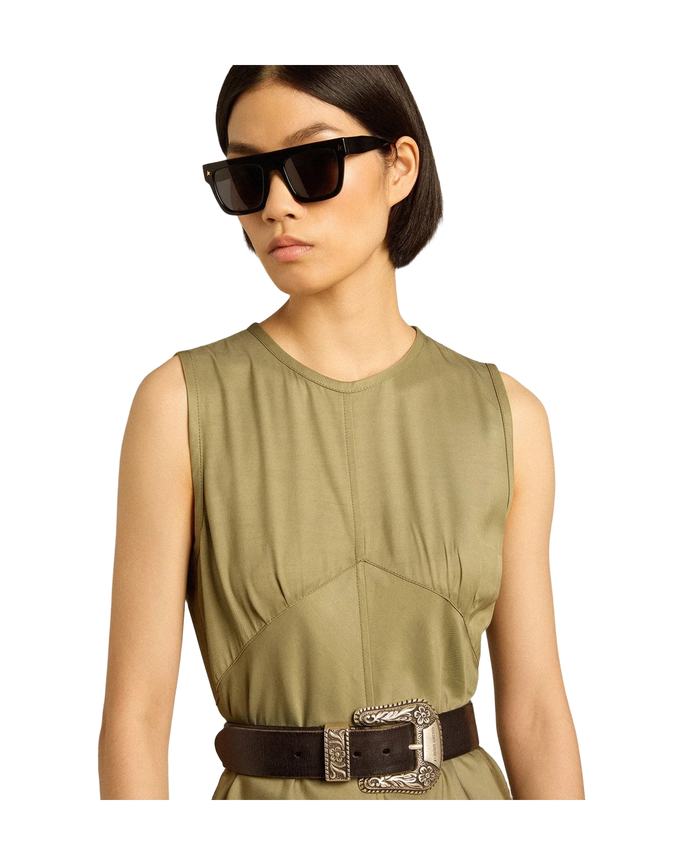 Women | Olive-Colored Wo Midi Dress with Zip Fastening On The Back | Kalamata