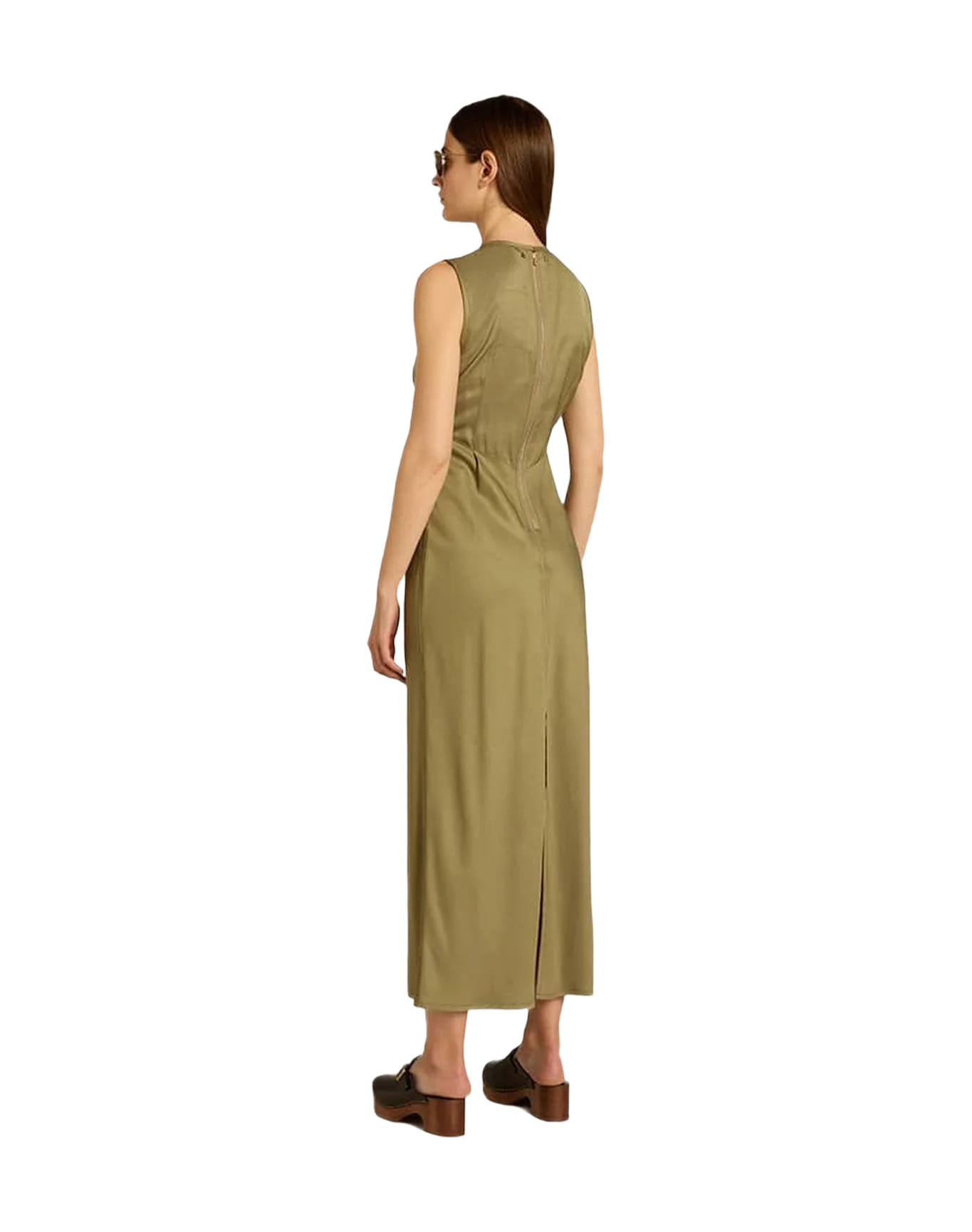 Women | Olive-Colored Wo Midi Dress with Zip Fastening On The Back | Kalamata - Image 10