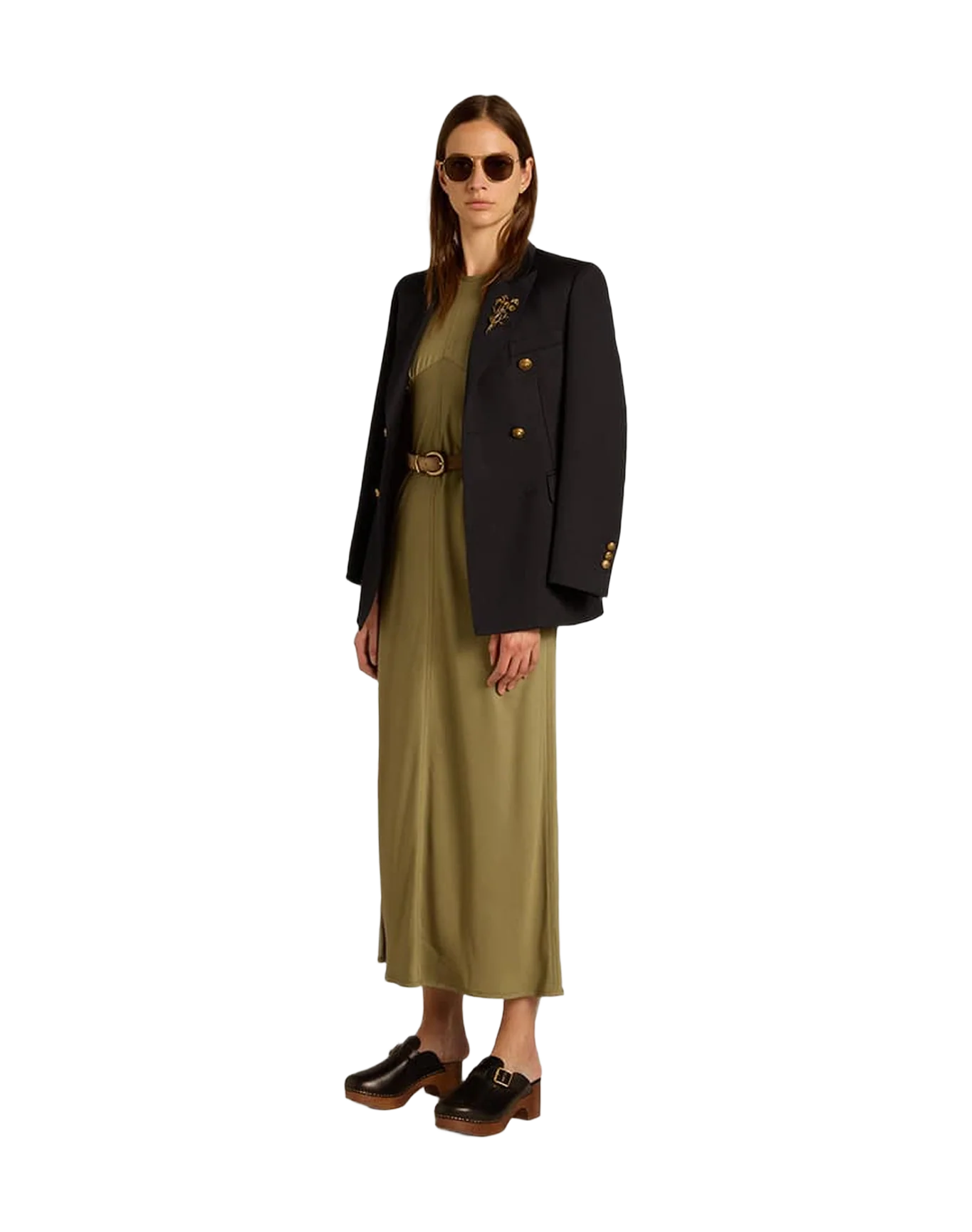 Women | Olive-Colored Wo Midi Dress with Zip Fastening On The Back | Kalamata - Image 3