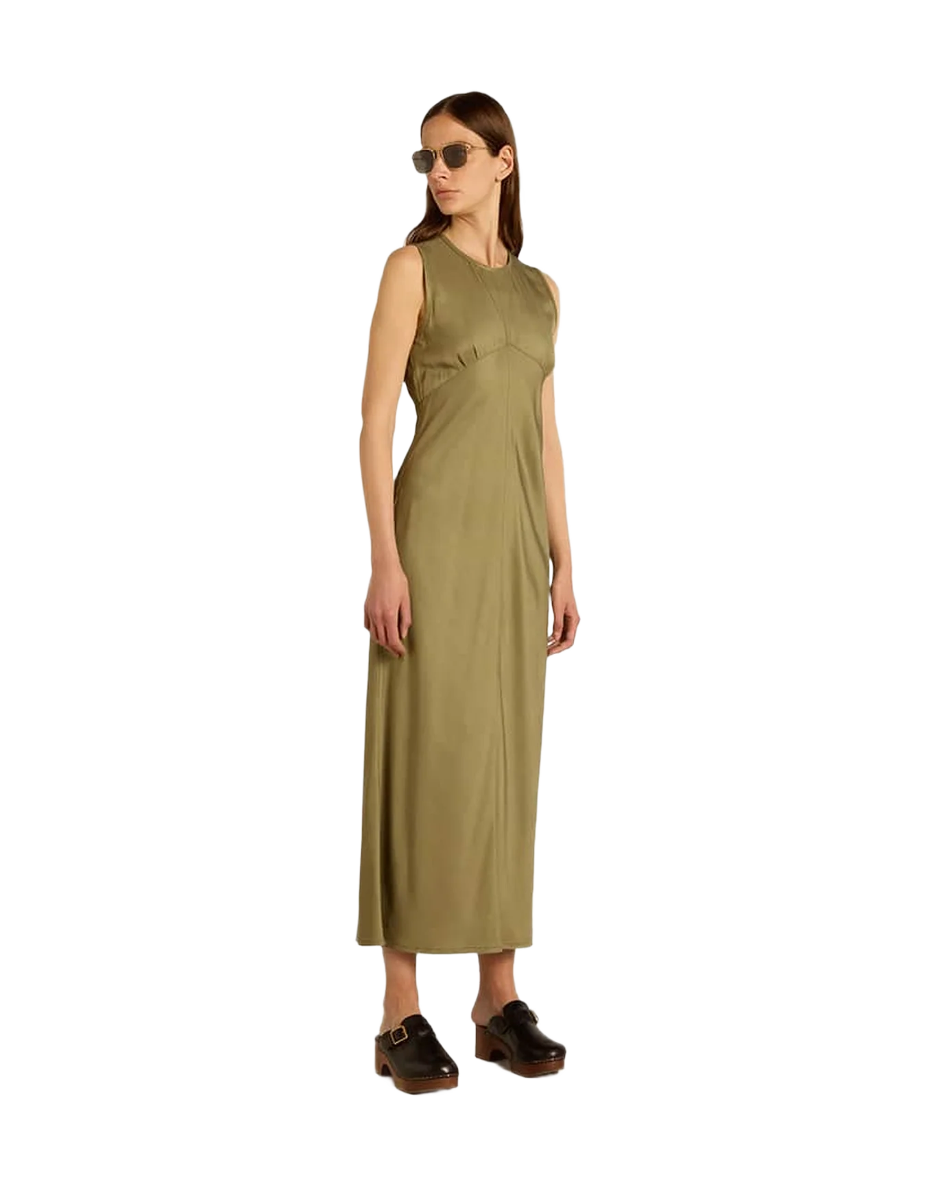 Women | Olive-Colored Wo Midi Dress with Zip Fastening On The Back | Kalamata - Image 6