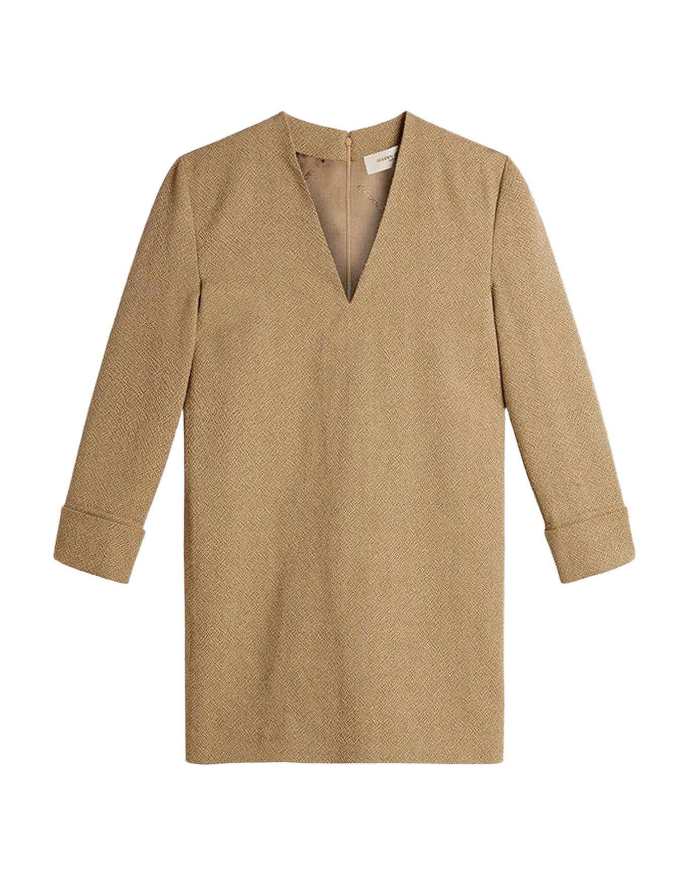 Women | Pale Beech-Colored Short Woolen Dress | Light Beech - Image 11