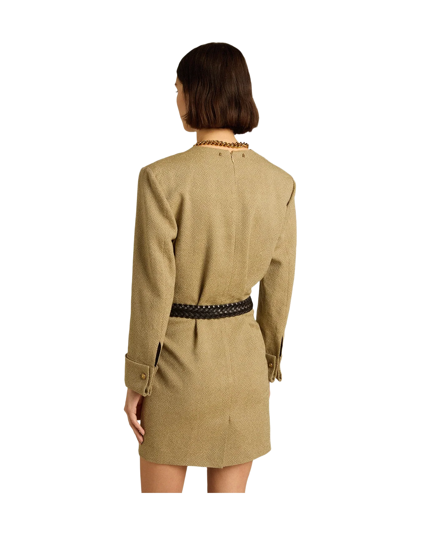 Women | Pale Beech-Colored Short Woolen Dress | Light Beech - Image 4