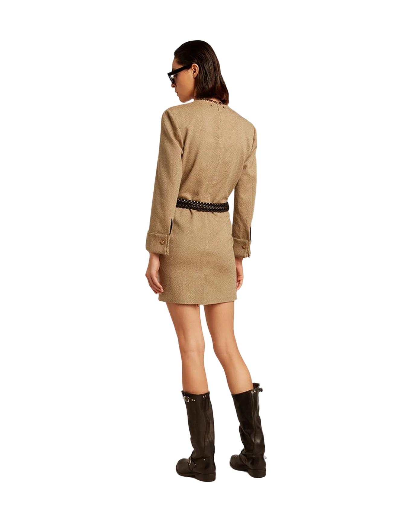 Women | Pale Beech-Colored Short Woolen Dress | Light Beech - Image 9