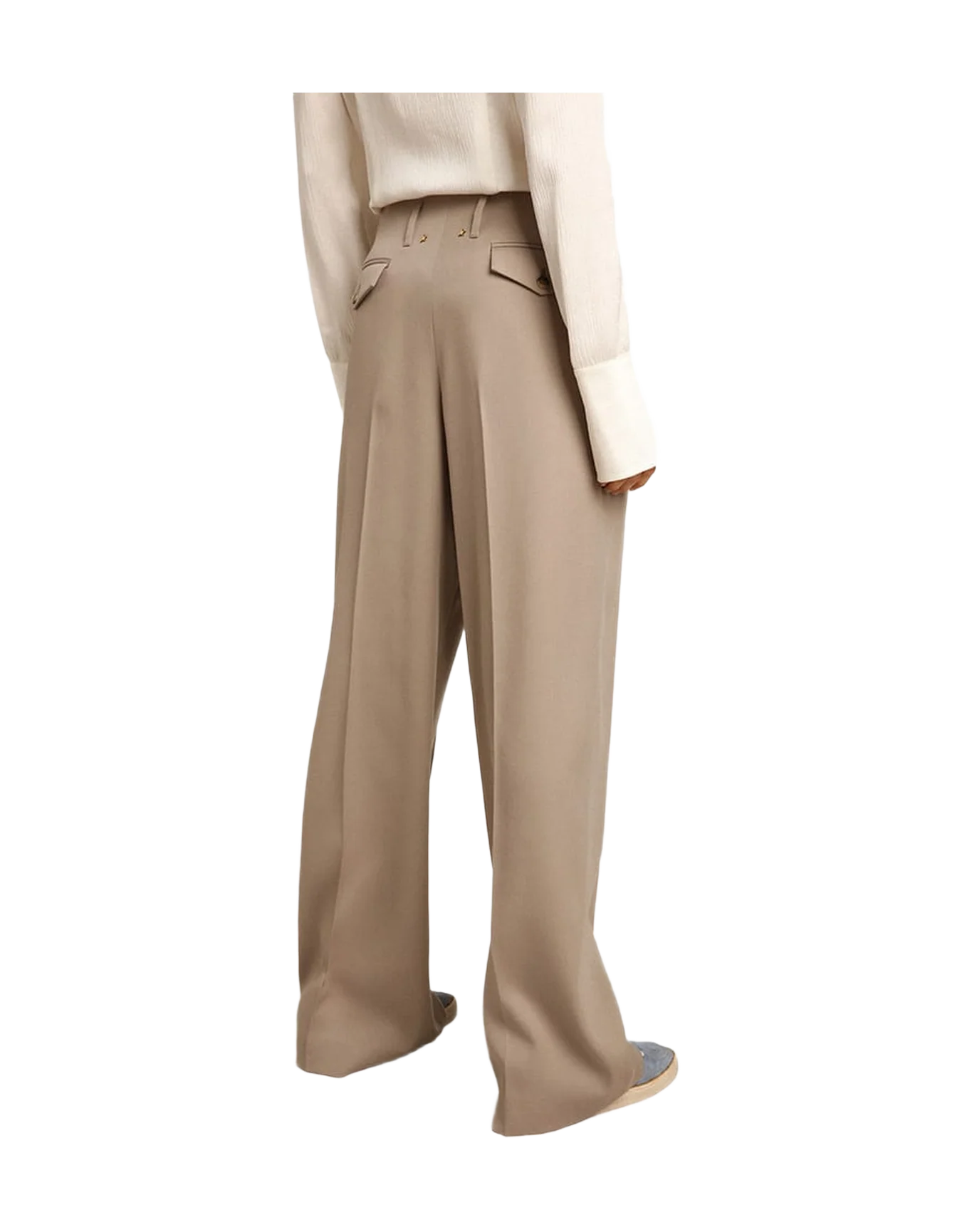 Women | Pants Light Beige Wool Gabardine | Roasted Cashew - Image 10