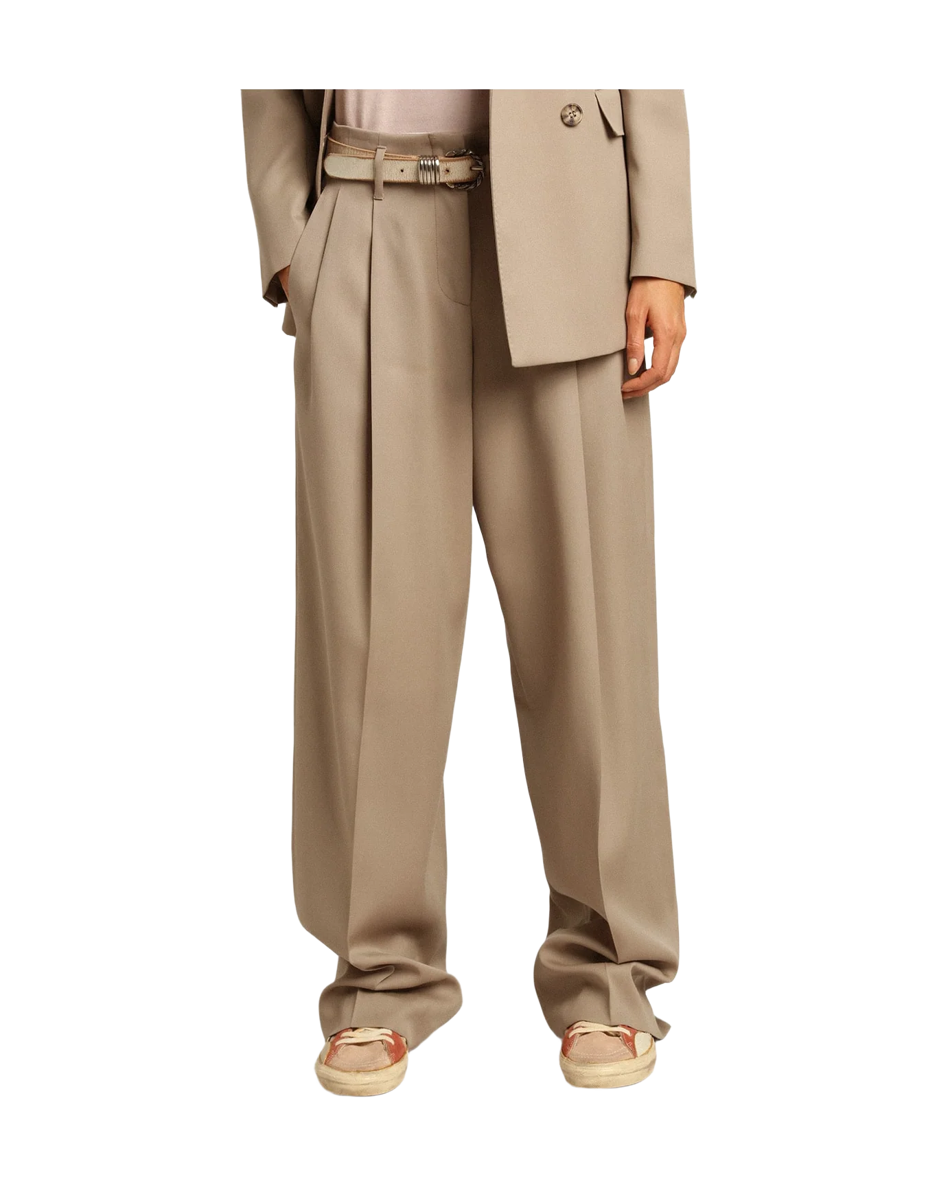 Women | Pants Light Beige Wool Gabardine | Roasted Cashew - Image 3