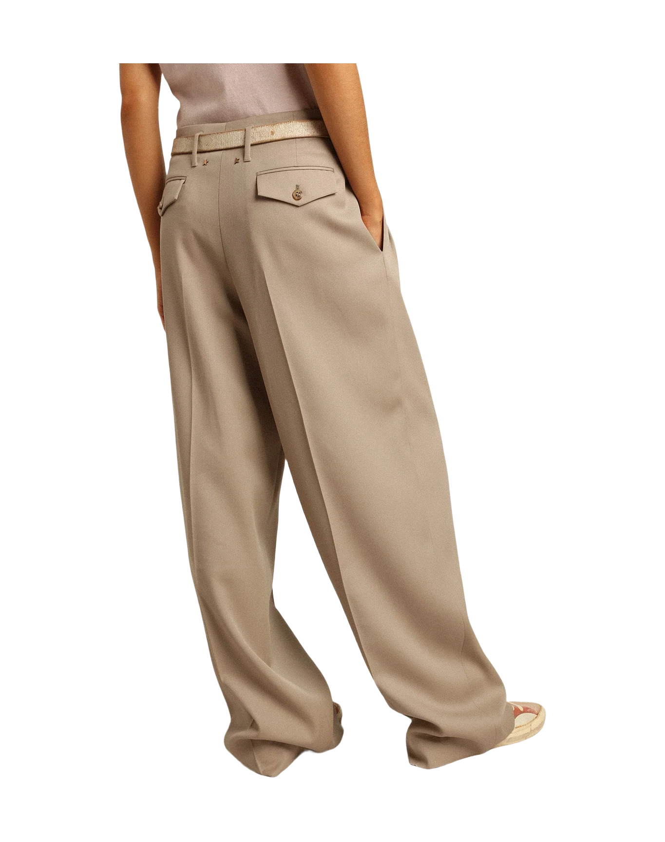 Women | Pants Light Beige Wool Gabardine | Roasted Cashew - Image 4
