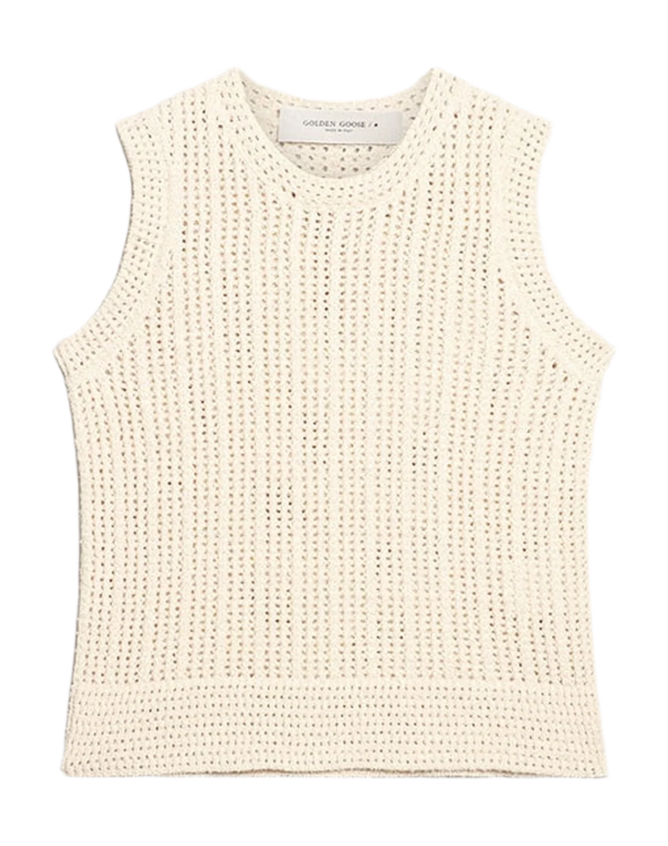 Women | Papyrus-Colored Knitted Sleeveless Top | Papyrus - Image 11