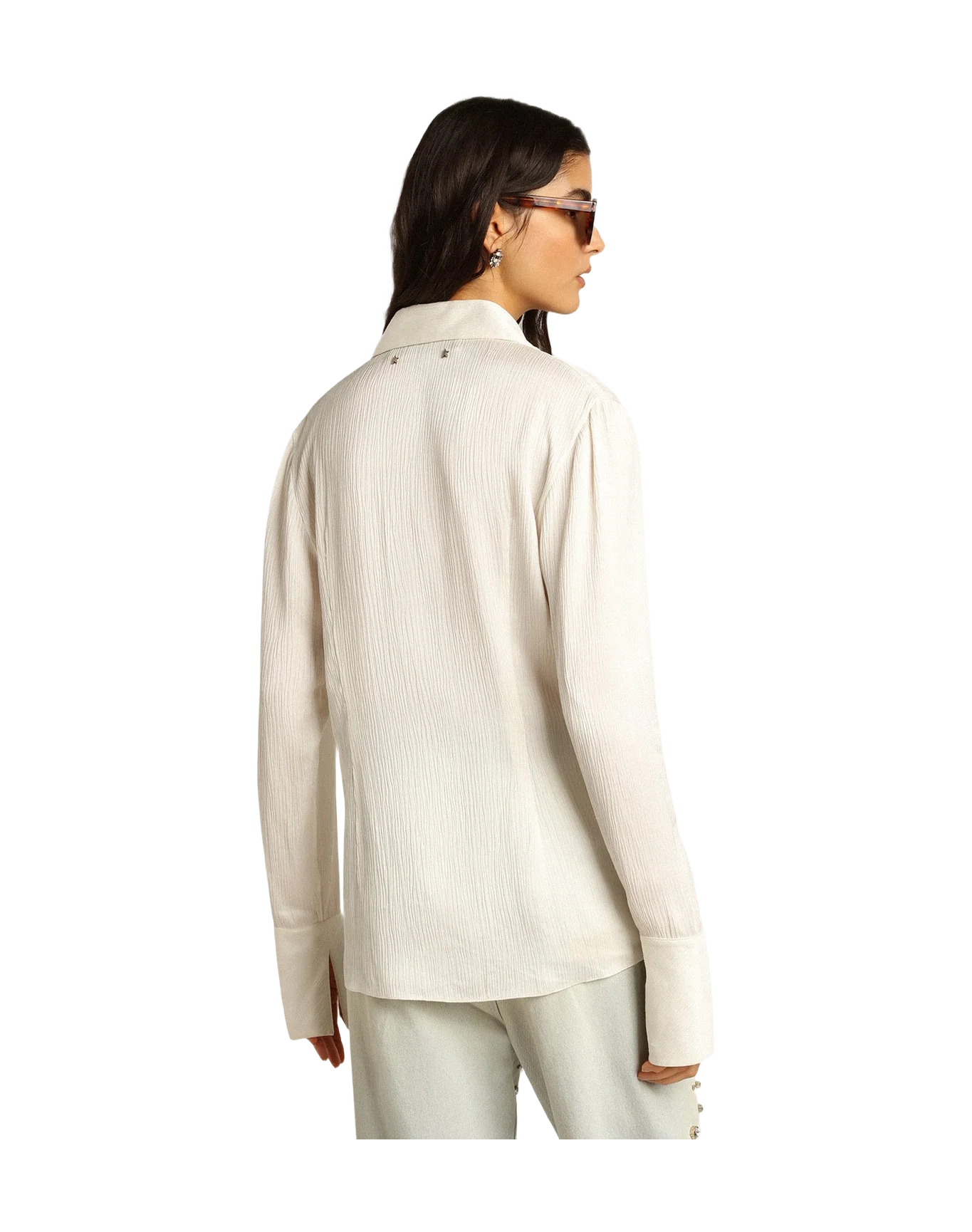 Women | Parchment-Colored Slim-Fit Shirt | Parchment - Image 11