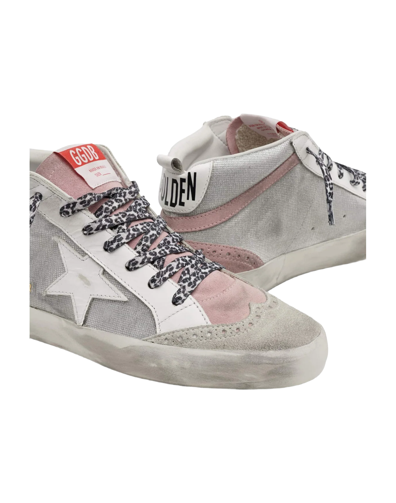 Women | Pink & Silver Mid Star Sneakers with Glitter | Silver x White x Ice x Pink - Image 3