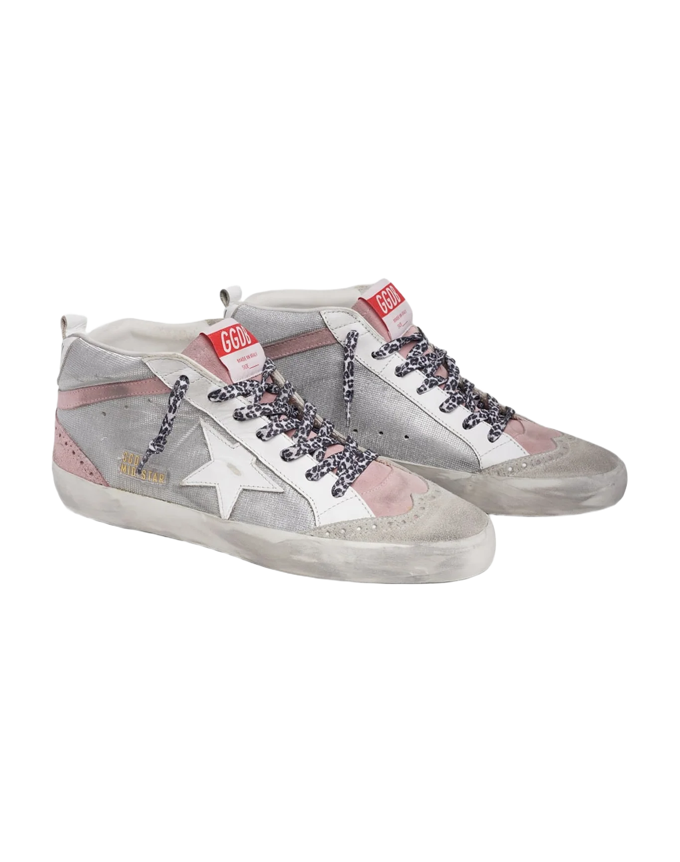 Women | Pink & Silver Mid Star Sneakers with Glitter | Silver x White x Ice x Pink - Image 6