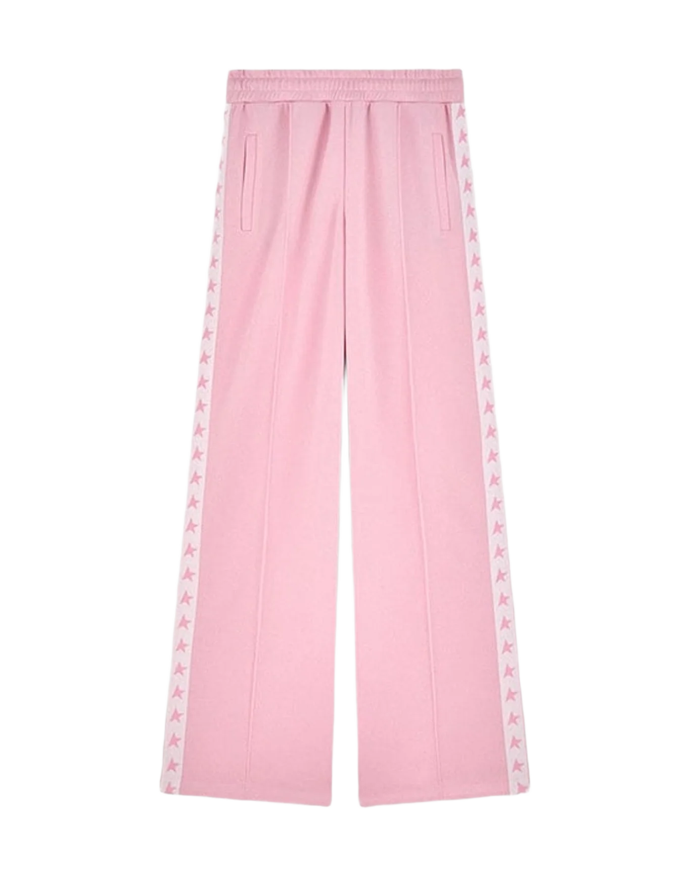 Women | Pink Joggers with Band & Stars On The Sides | Rose Shadow x White