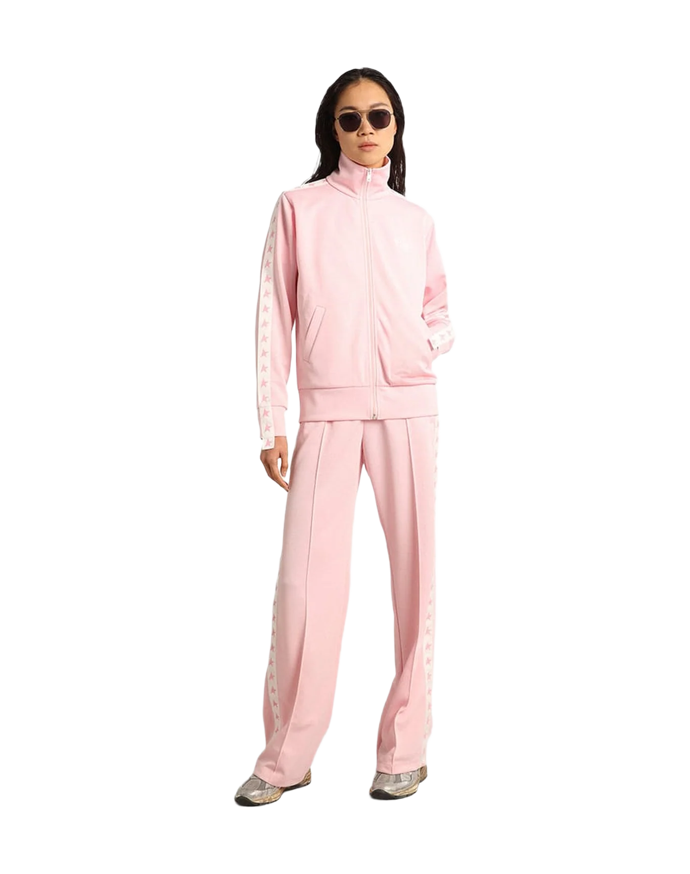 Women | Pink Joggers with Band & Stars On The Sides | Rose Shadow x White - Image 3