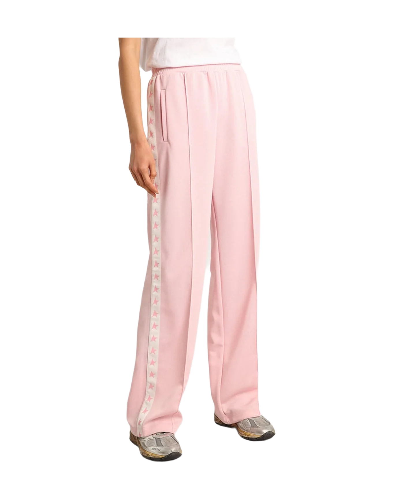 Women | Pink Joggers with Band & Stars On The Sides | Rose Shadow x White - Image 4