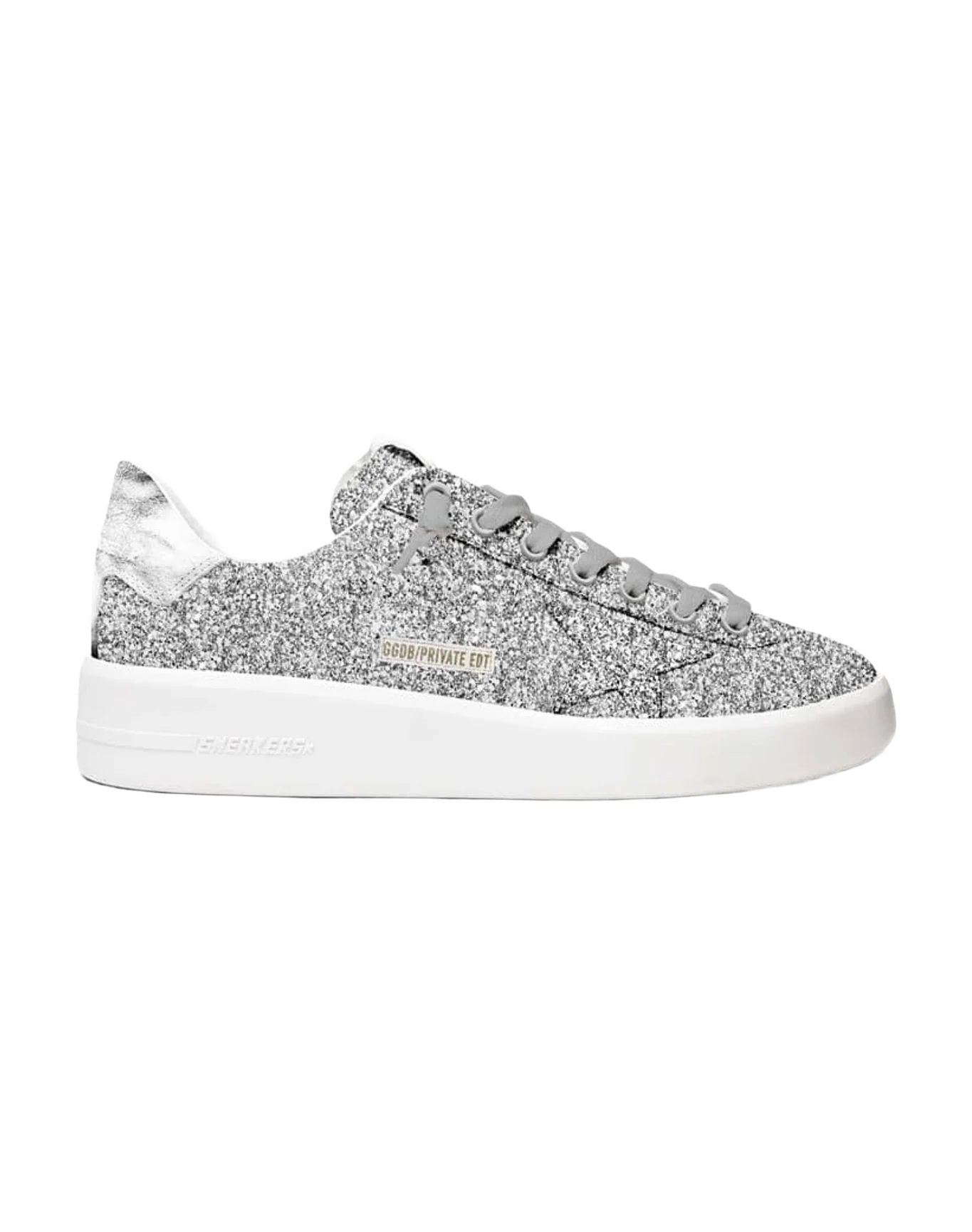 Women | Purestar Silver Glitter & Silver Heel Tab | Silver