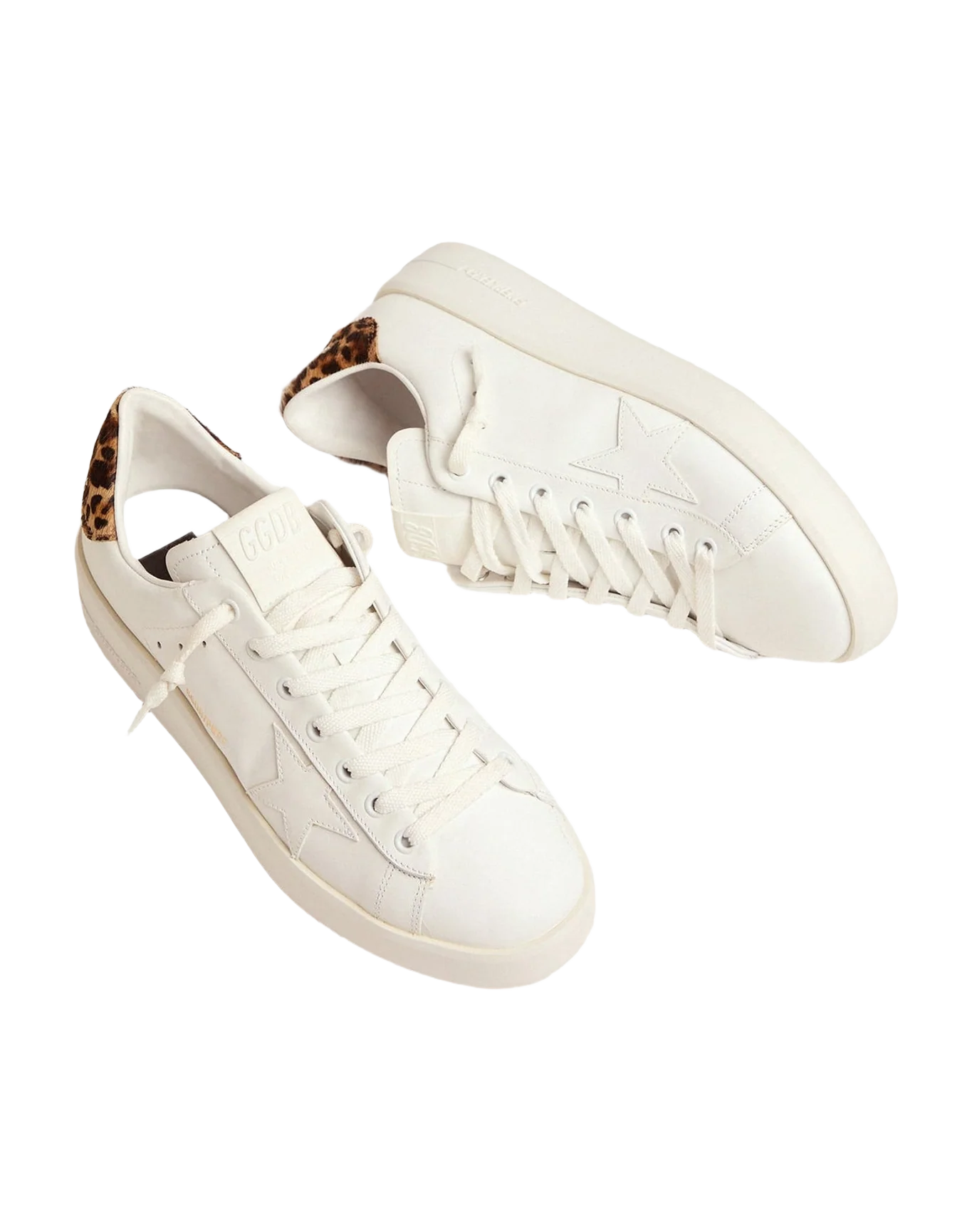 Women | Purestar Sneakers with Leopard-Print Heel Tab | White x Brown Leo