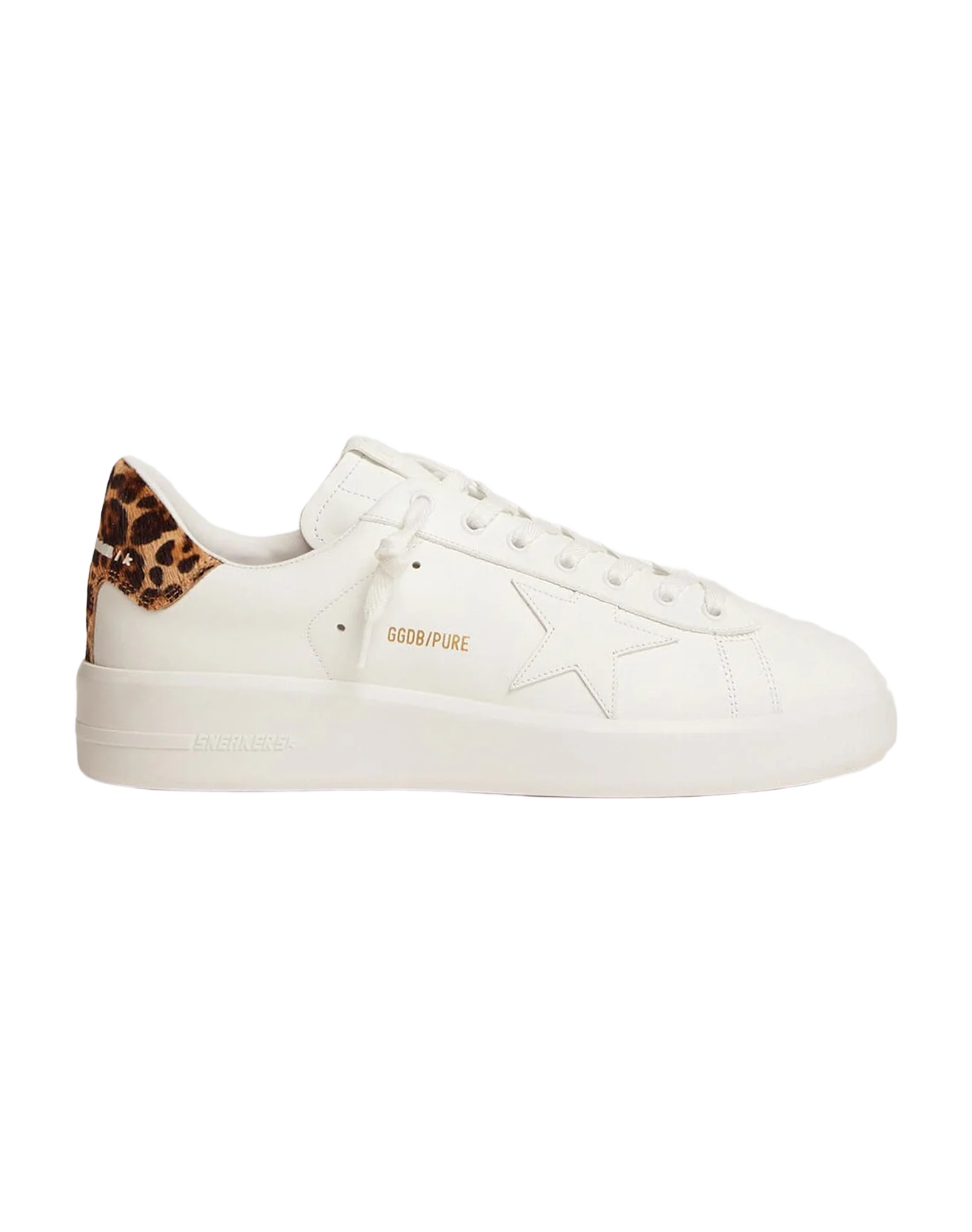 Women | Purestar Sneakers with Leopard-Print Heel Tab | White x Brown Leo - Image 3