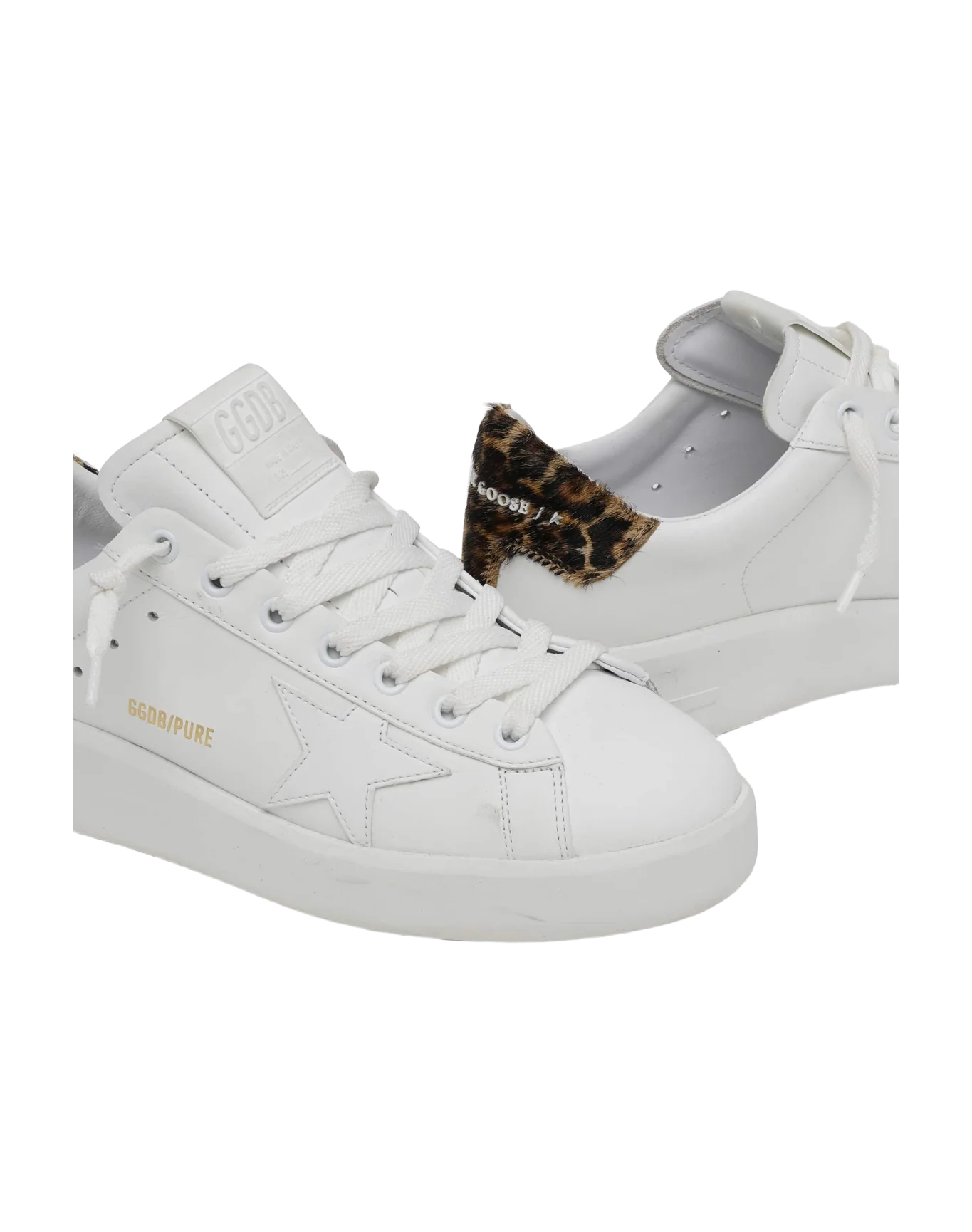 Women | Purestar Sneakers with Leopard-Print Heel Tab | White x Brown Leo - Image 5