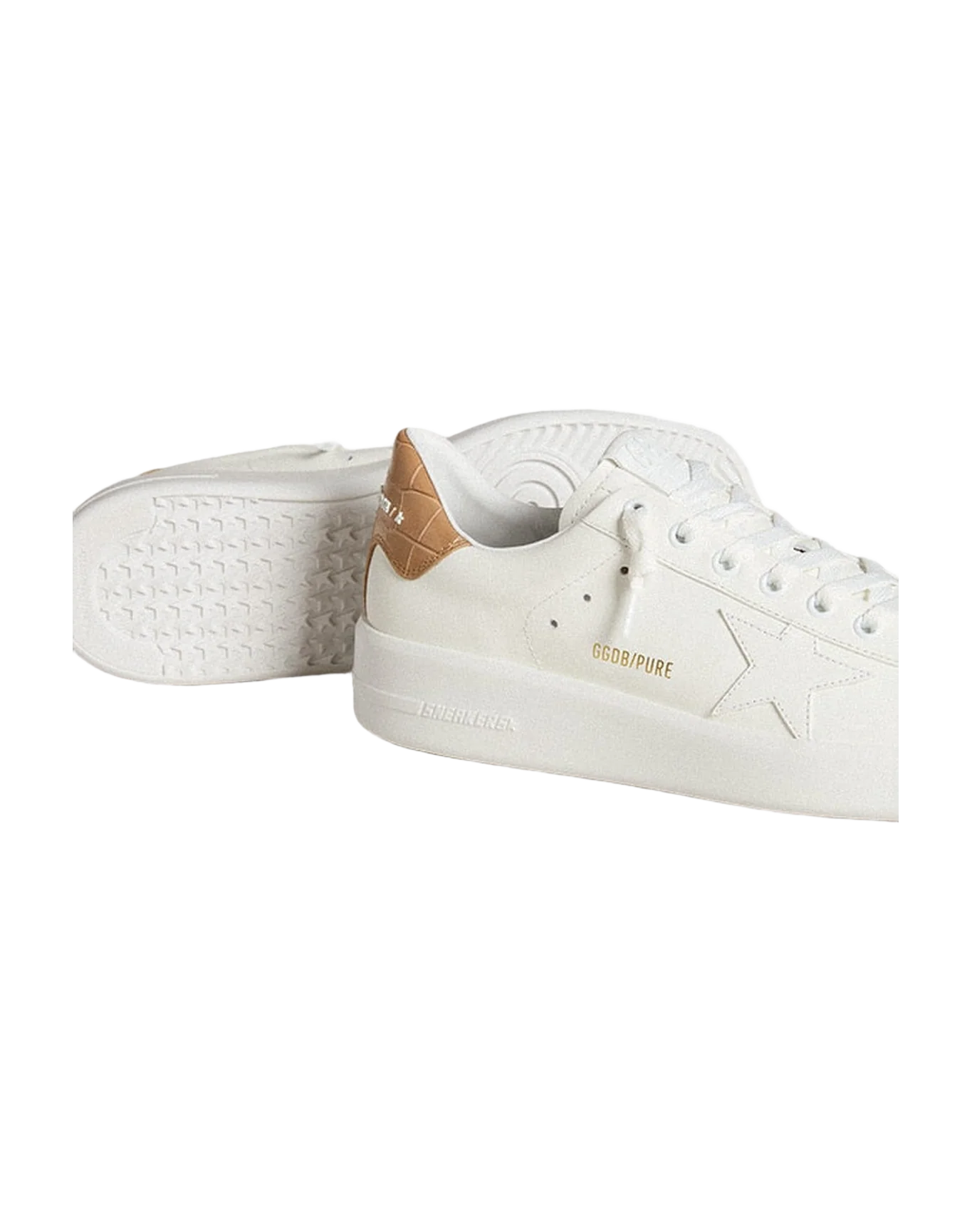 Women | Purestar with Leather Star & Croc-Print Leather Heel Tab | Optic White x Champagne Beige - Image 2