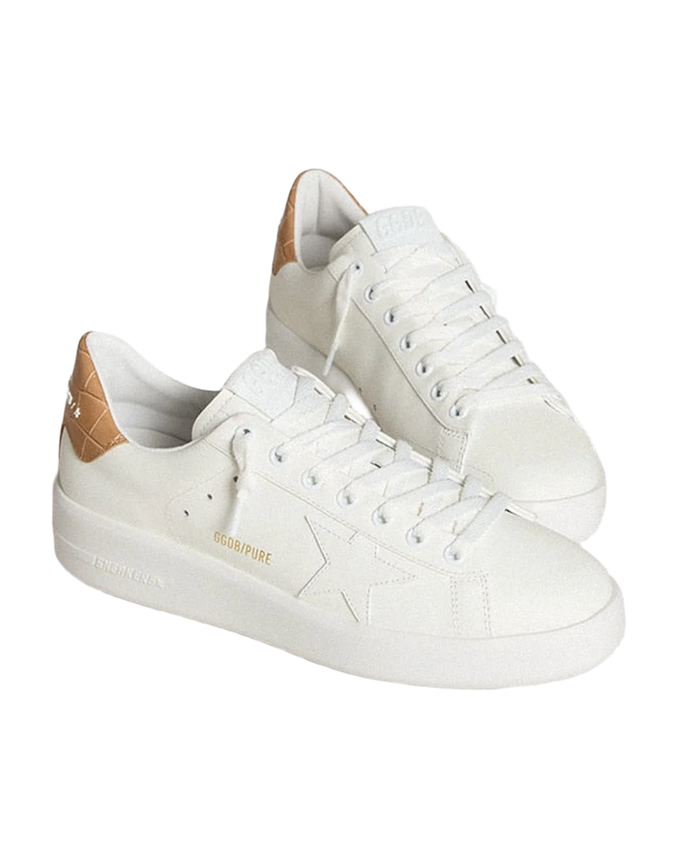 Women | Purestar with Leather Star & Croc-Print Leather Heel Tab | Optic White x Champagne Beige - Image 4