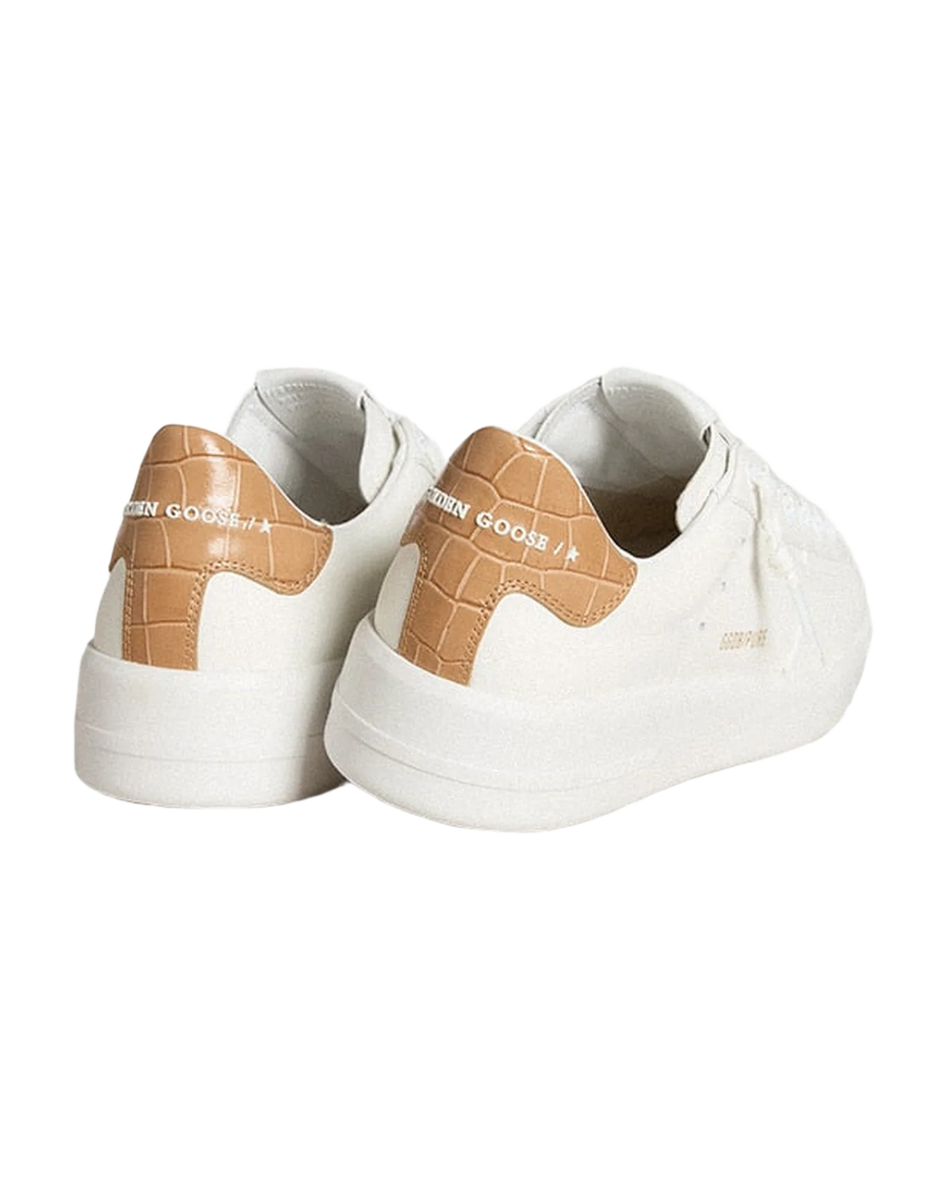 Women | Purestar with Leather Star & Croc-Print Leather Heel Tab | Optic White x Champagne Beige - Image 5