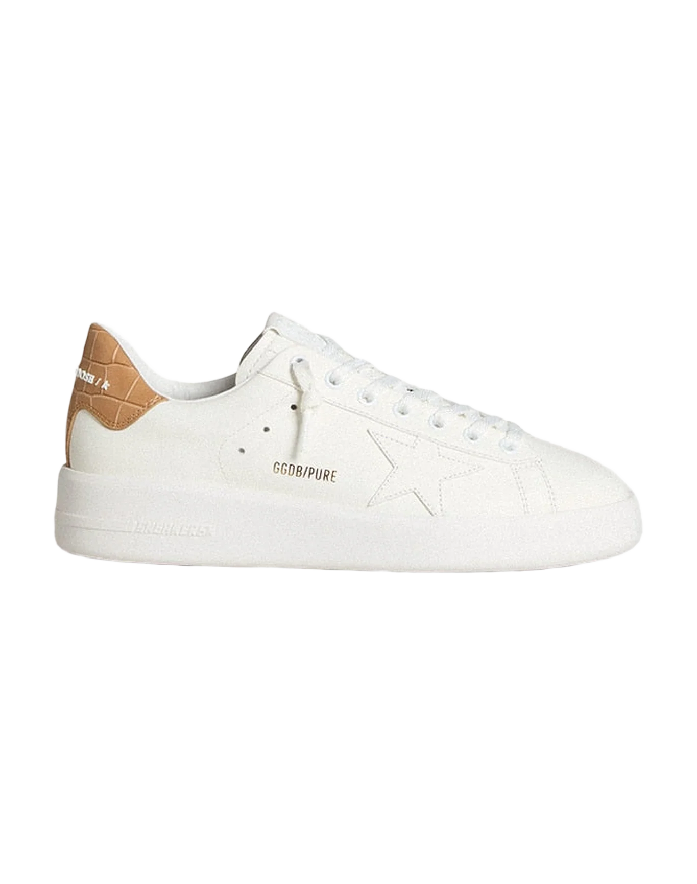 Women | Purestar with Leather Star & Croc-Print Leather Heel Tab | Optic White x Champagne Beige - Image 6