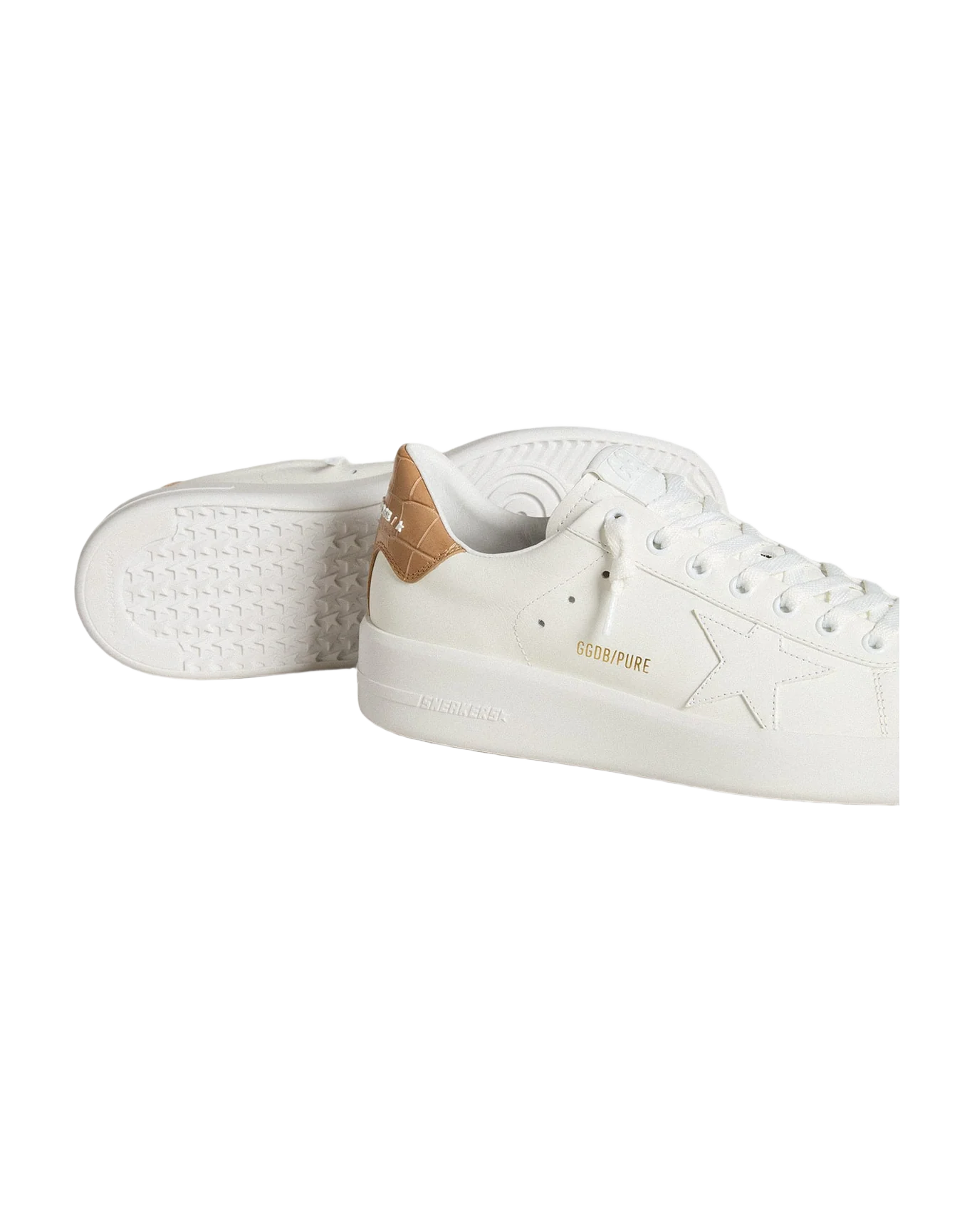 Women | Purestar with Leather Star & Croc-Print Leather Heel Tab | Optic White x Champagne Beige - Image 8