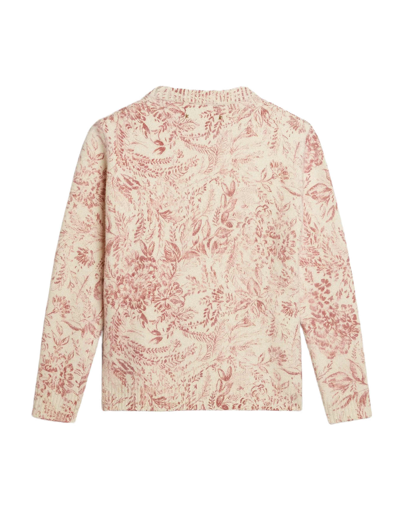 Women | Round-Neck Sweater Wool with All-Over Toile De Jouy Pattern | Heritage White x Haute Red - Image 2