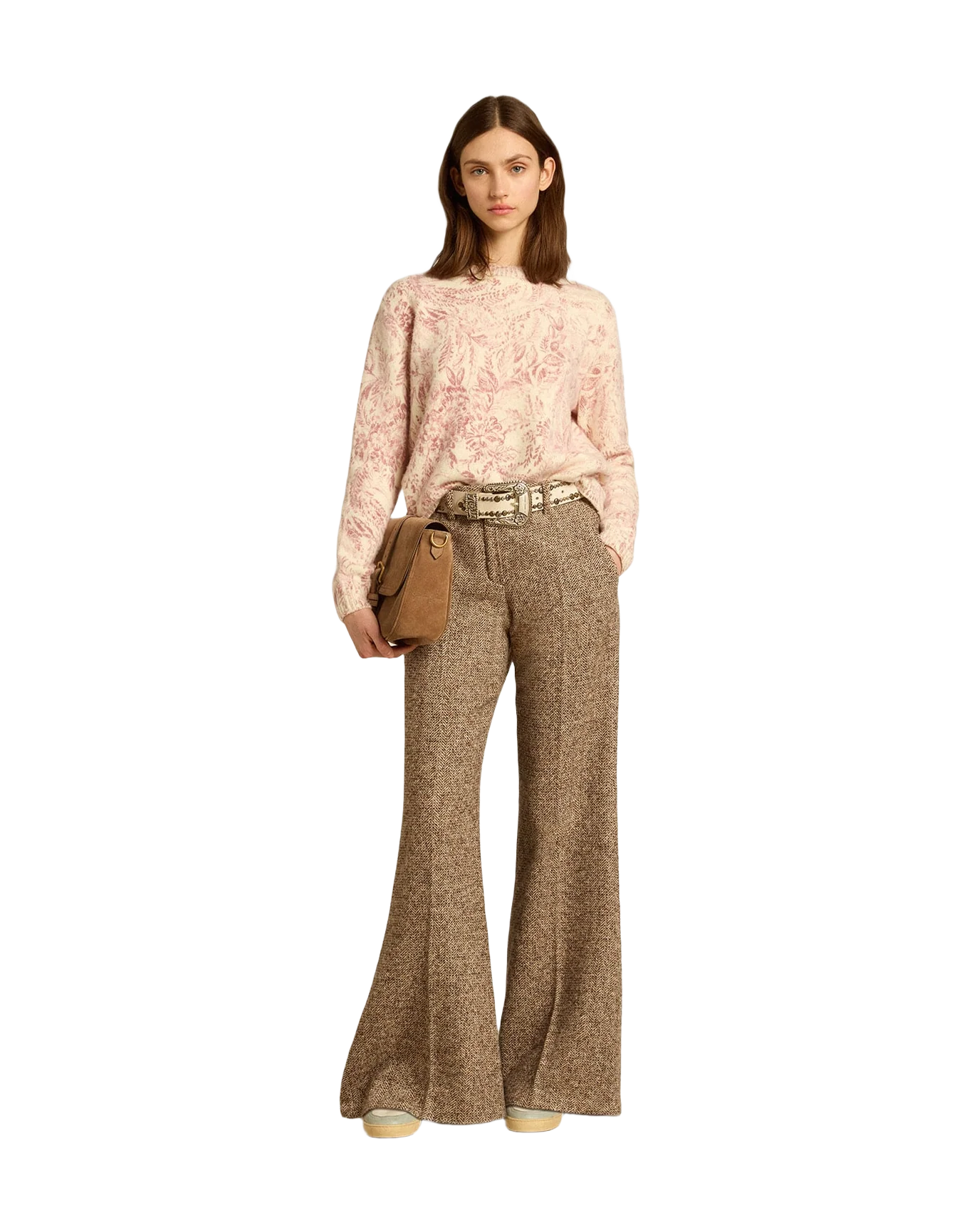 Women | Round-Neck Sweater Wool with All-Over Toile De Jouy Pattern | Heritage White x Haute Red - Image 4