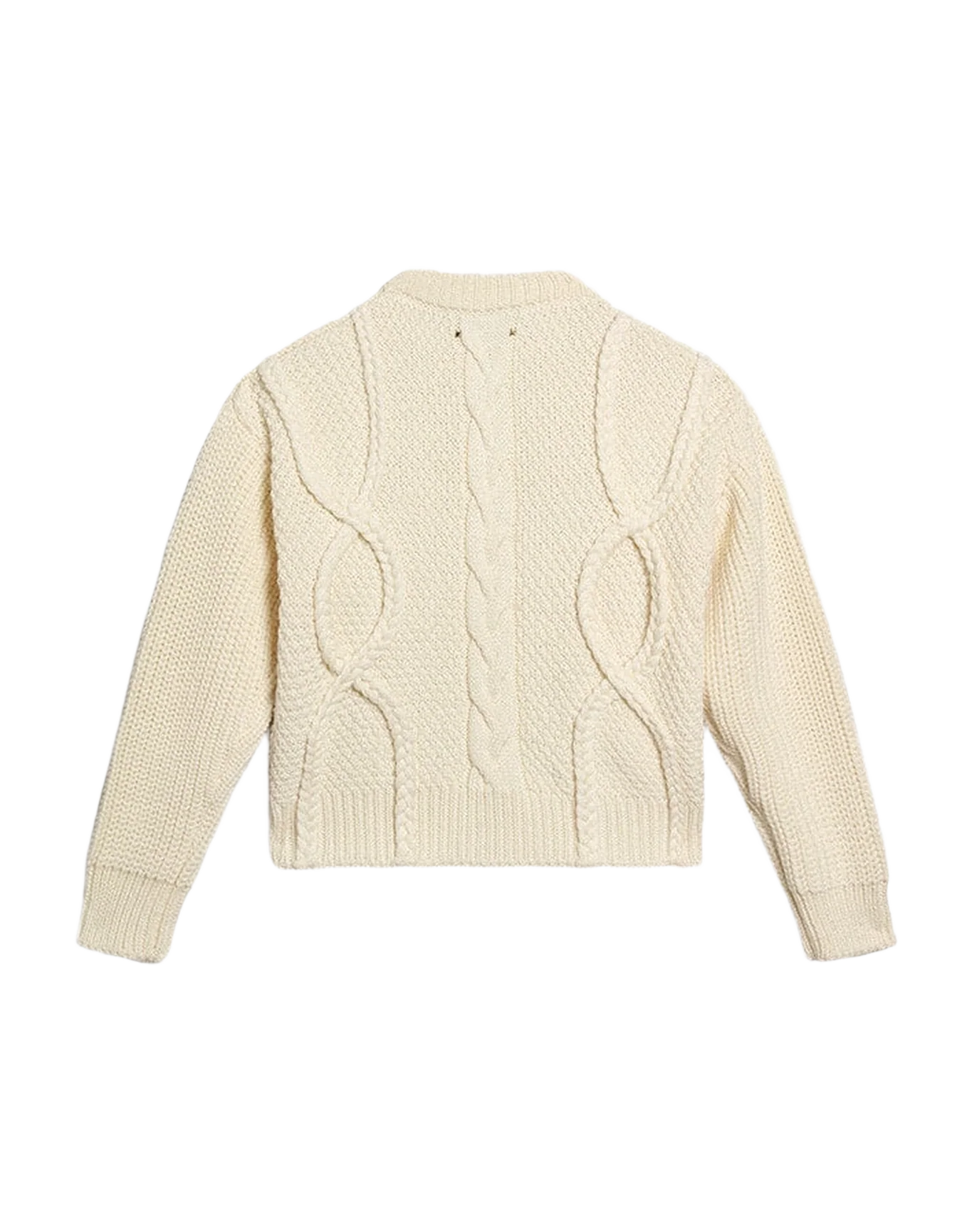 Women | Round-Neck Sweater Wool with Braided Motif | Natural White - Image 7