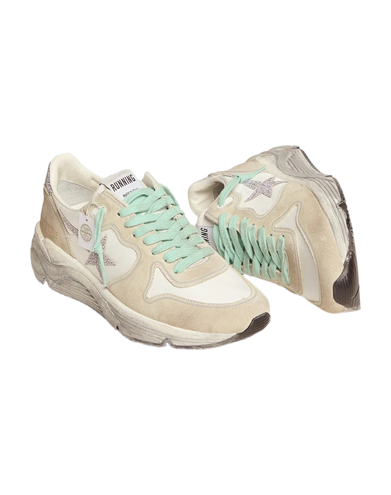 Women | Running Sole Beige & White Suede & Taupe Star | White x Silver x Ice - Image 4