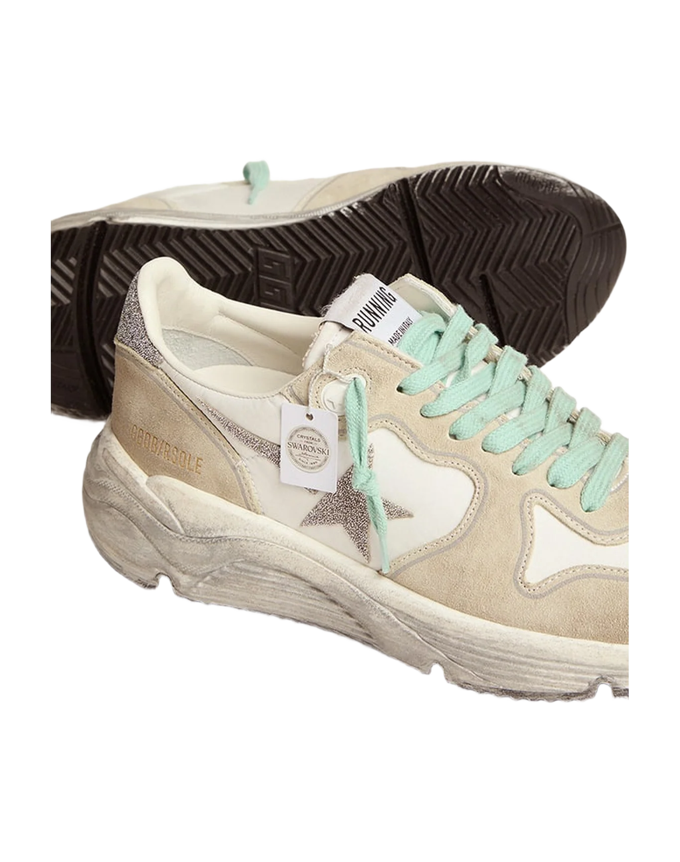 Women | Running Sole Beige & White Suede & Taupe Star | White x Silver x Ice - Image 5