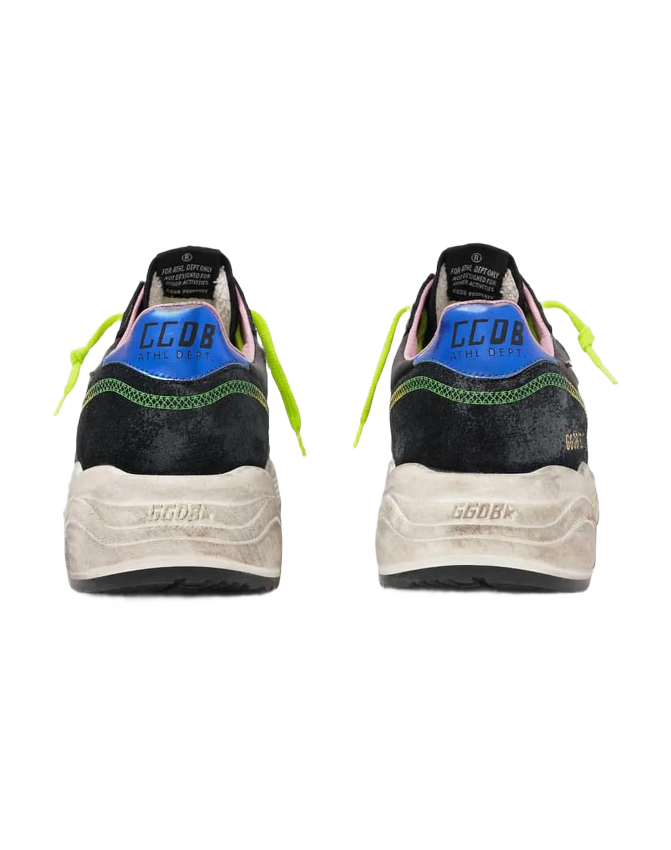 Women | Running Sole Black Sneakers with Silver Star & Rainbow Details | Black x Silver x Blue x Rainbow - Image 5