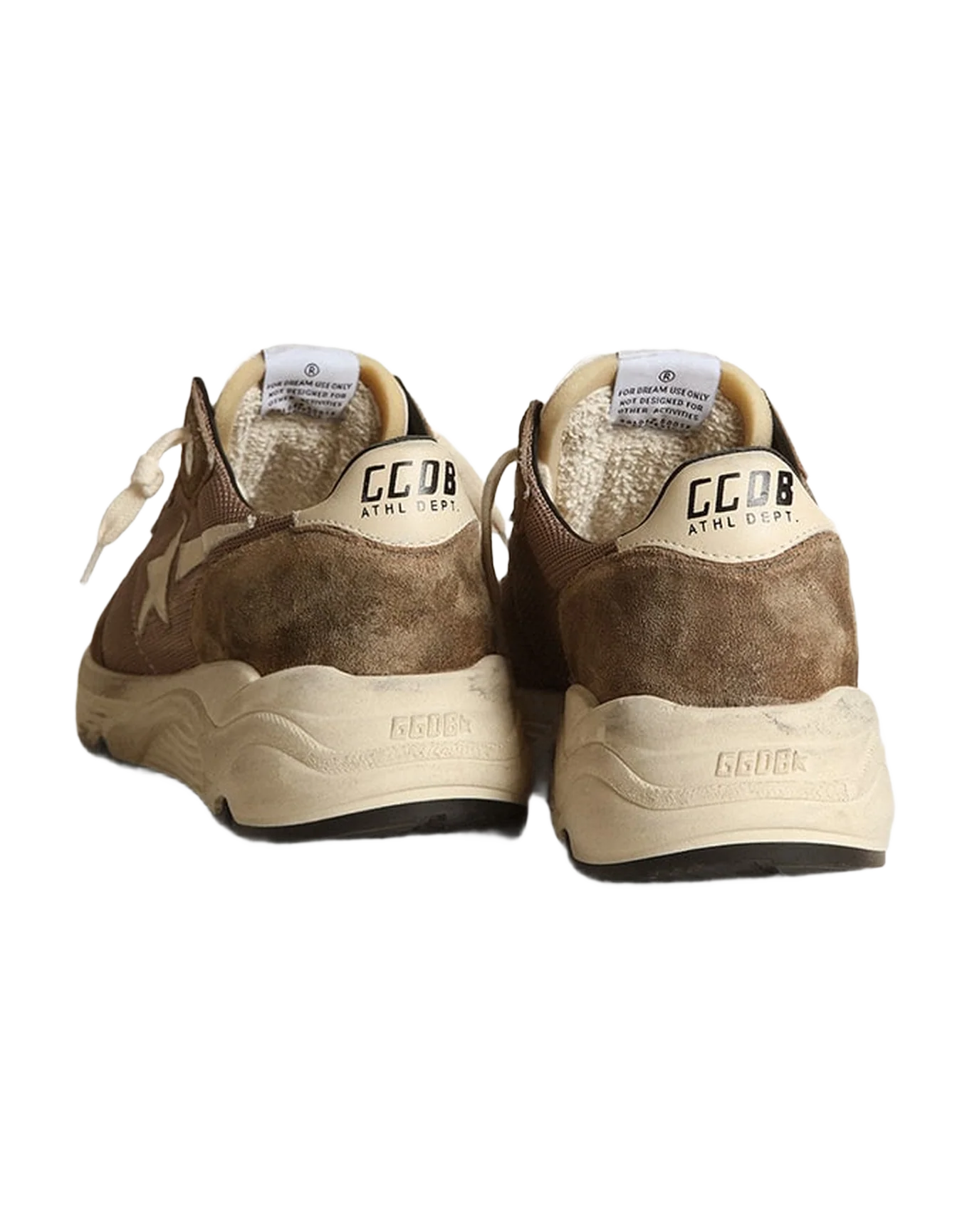 Women | Running Sole Brown Mesh & Suede with Beige Star | Olive Green x Cream - Image 2