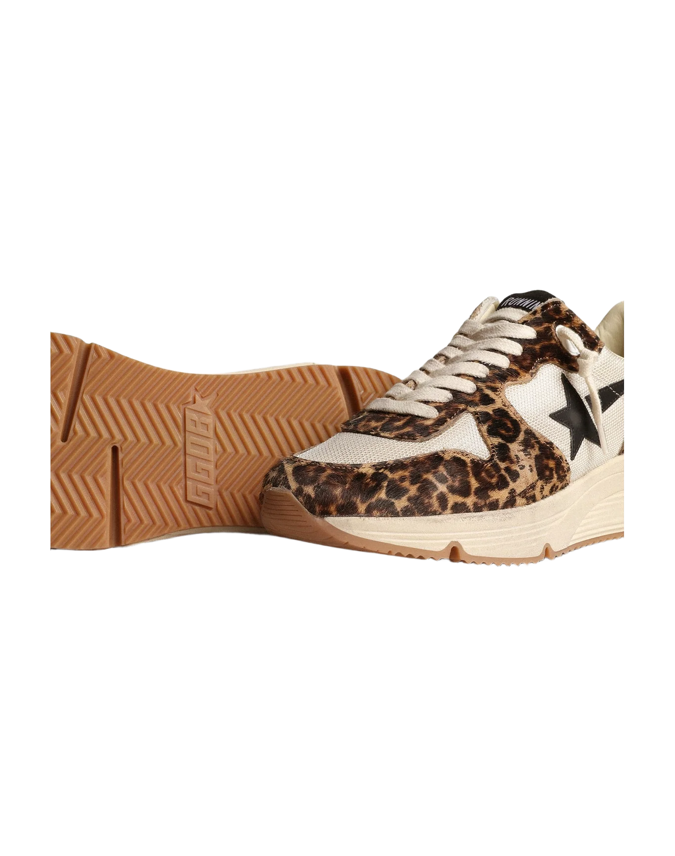 Women | Running Sole Cream-Colored Mesh with Pony Skin Inserts | Cream x Beige Brown Leo x Black - Image 5