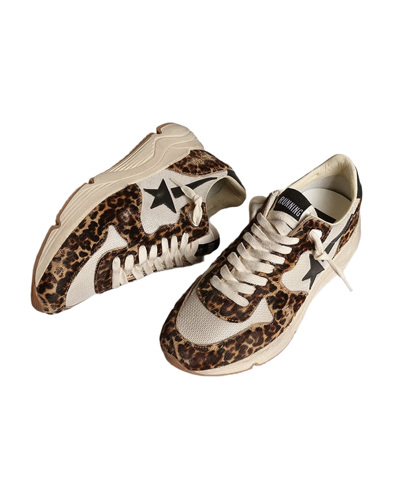 Women | Running Sole Cream-Colored Mesh with Pony Skin Inserts | Cream x Beige Brown Leo x Black - Image 7