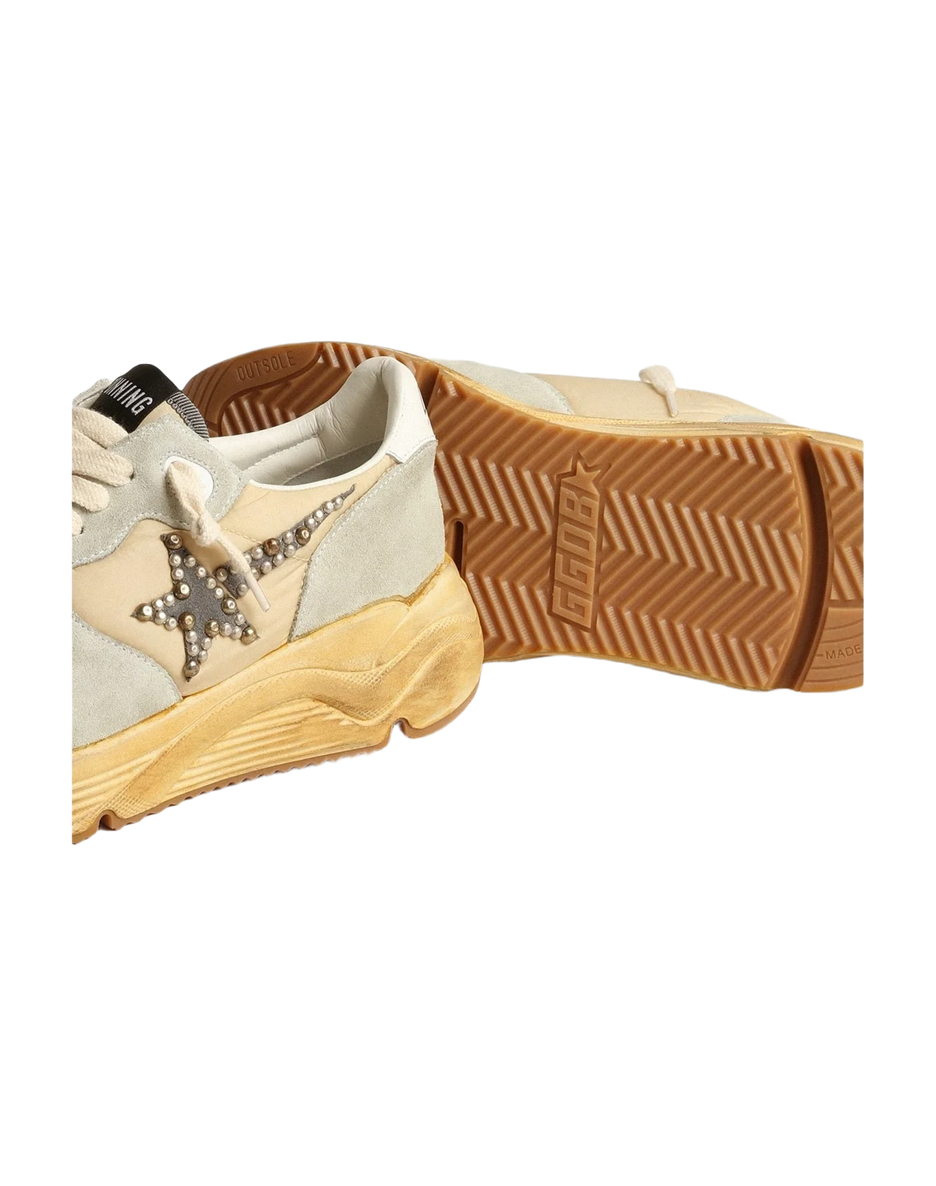 Women | Running Sole Ice Gray with Studded Suede Star | Cream x Ice x White