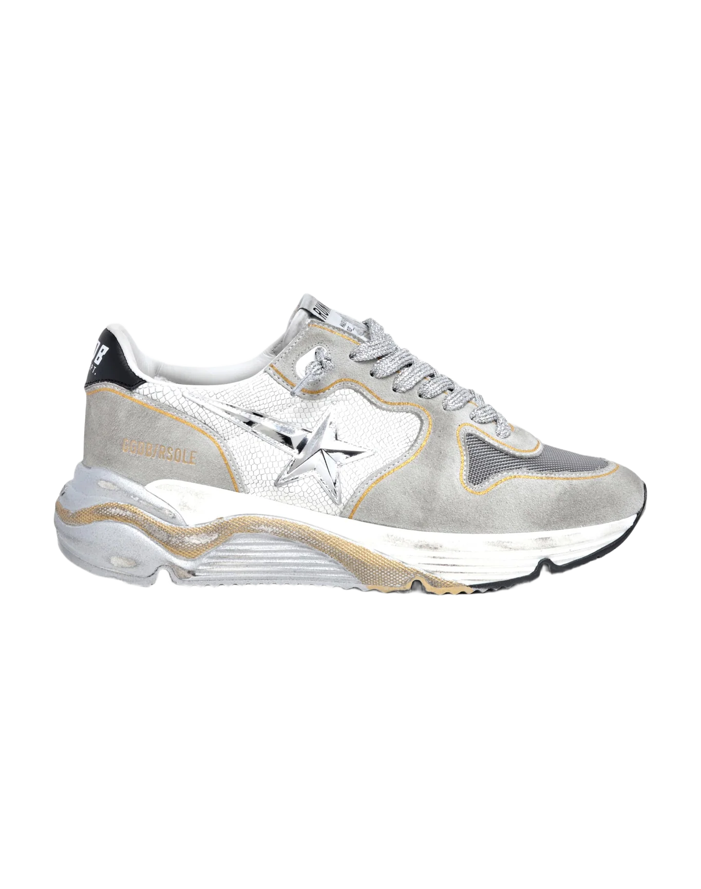 Women | Running Sole Ltd Sneakers Snake-Print Leather & Suede with Mesh Insert | White x Ice x Silver x Black - Image 3