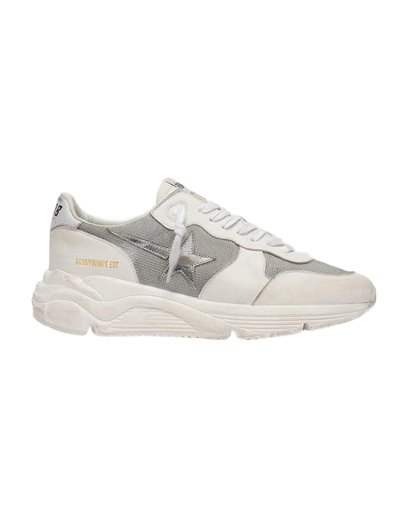 Women | Running Sole Mesh & Nubuck with Silver Metallic Leather Star | Optic White x Silver - Image 4