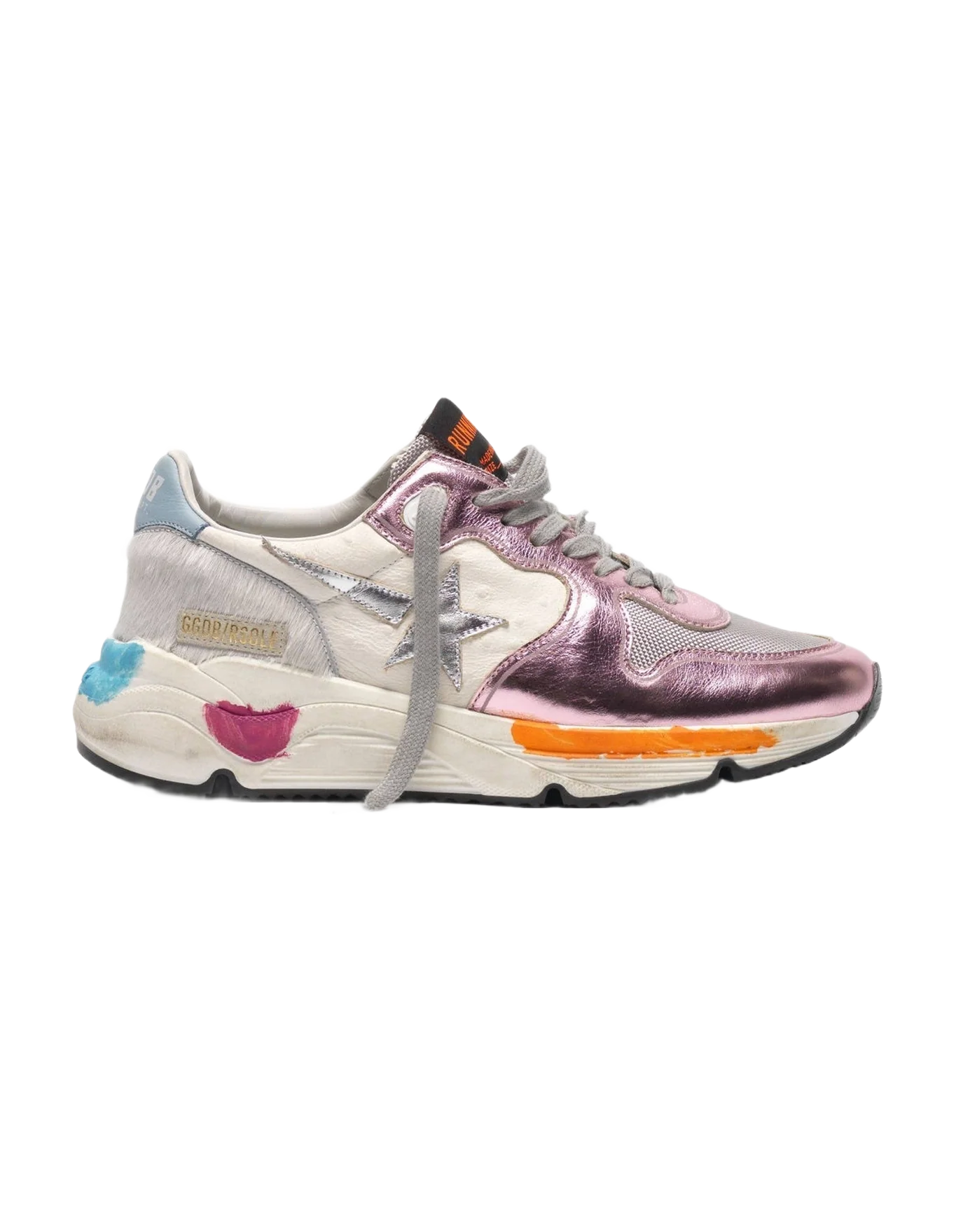 Women | Running Sole Sneakers Laminated Pink with Silver Star