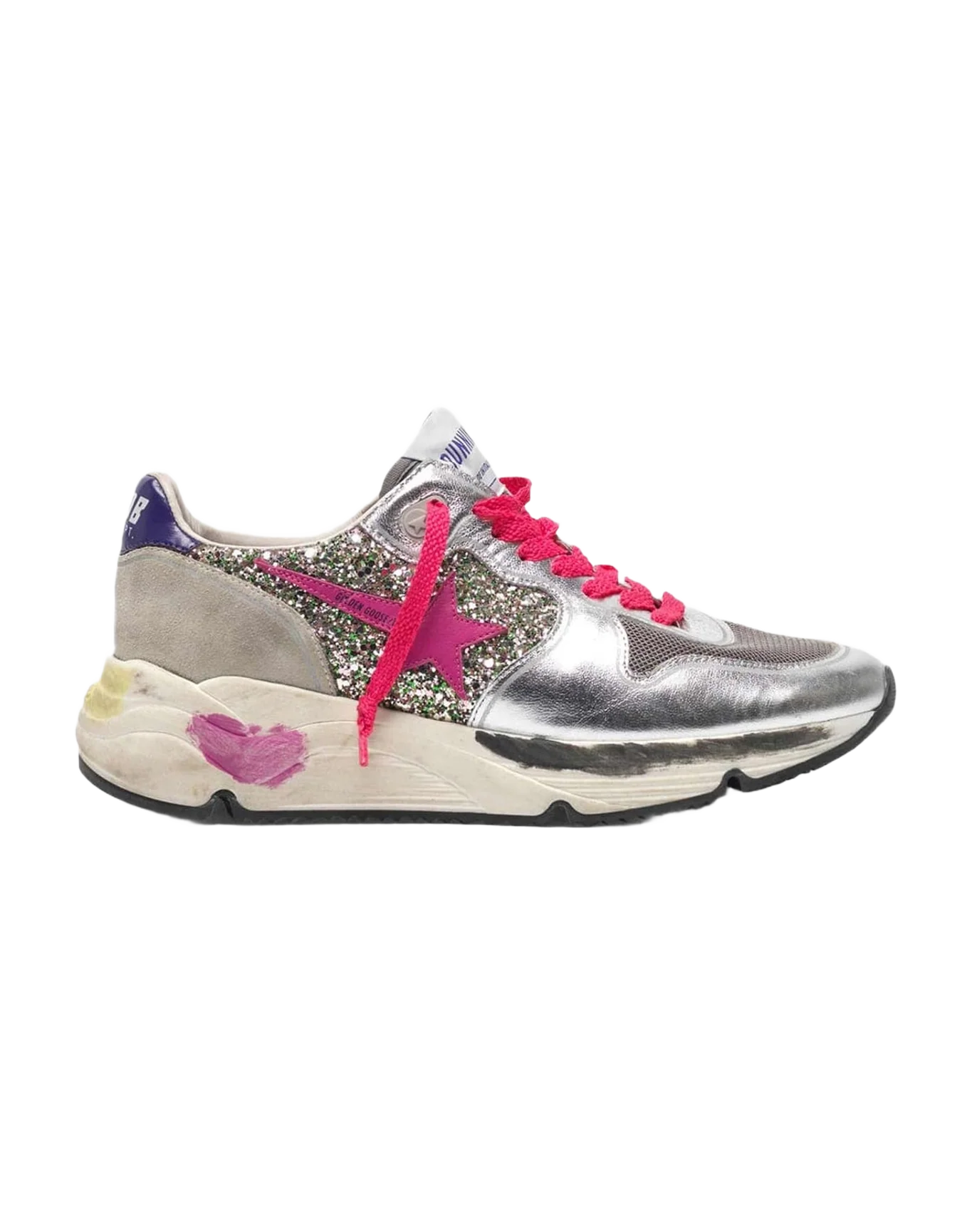 Women | Running Sole Sneakers Metallic Leather & Glitter