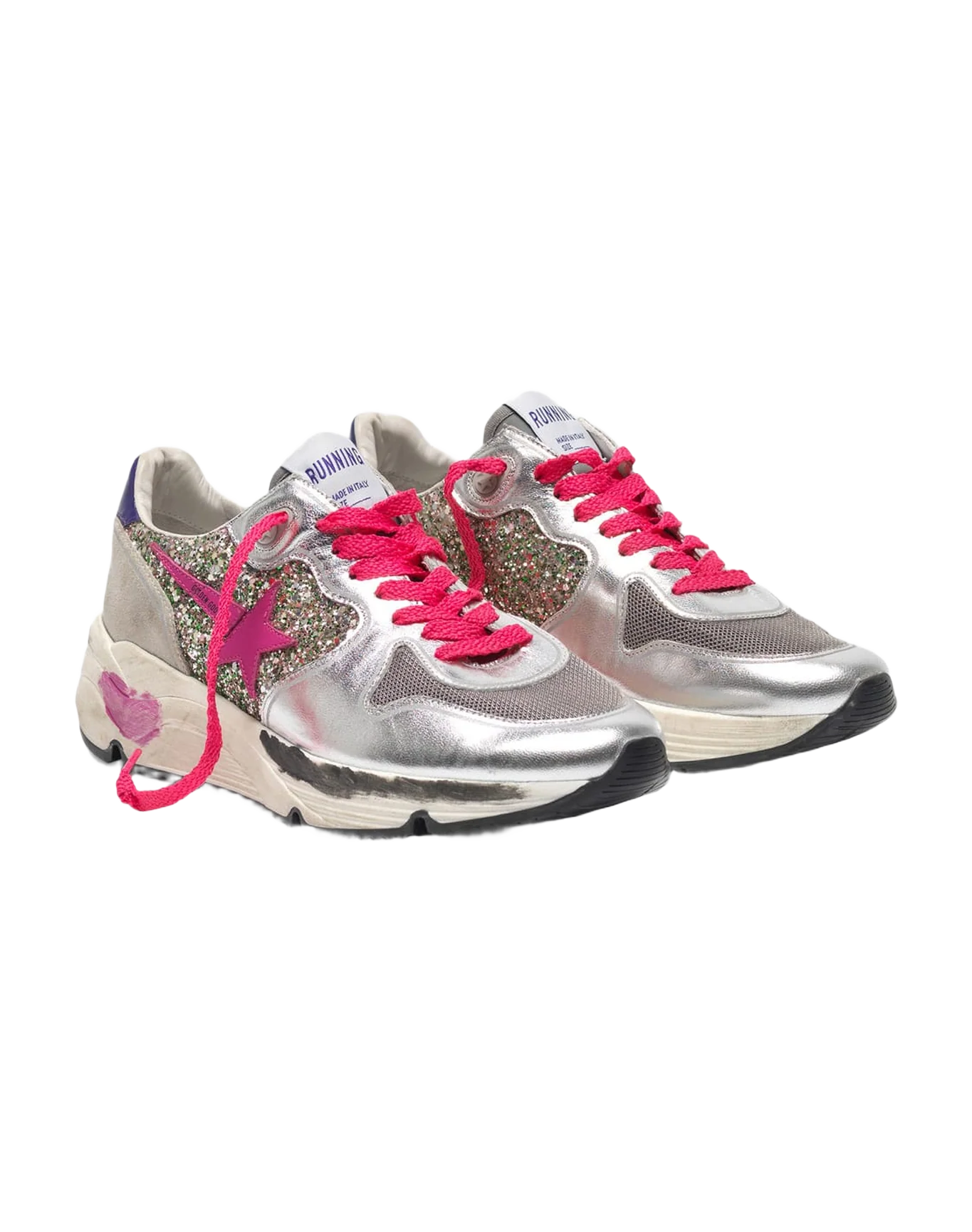 Women | Running Sole Sneakers Metallic Leather & Glitter - Image 2