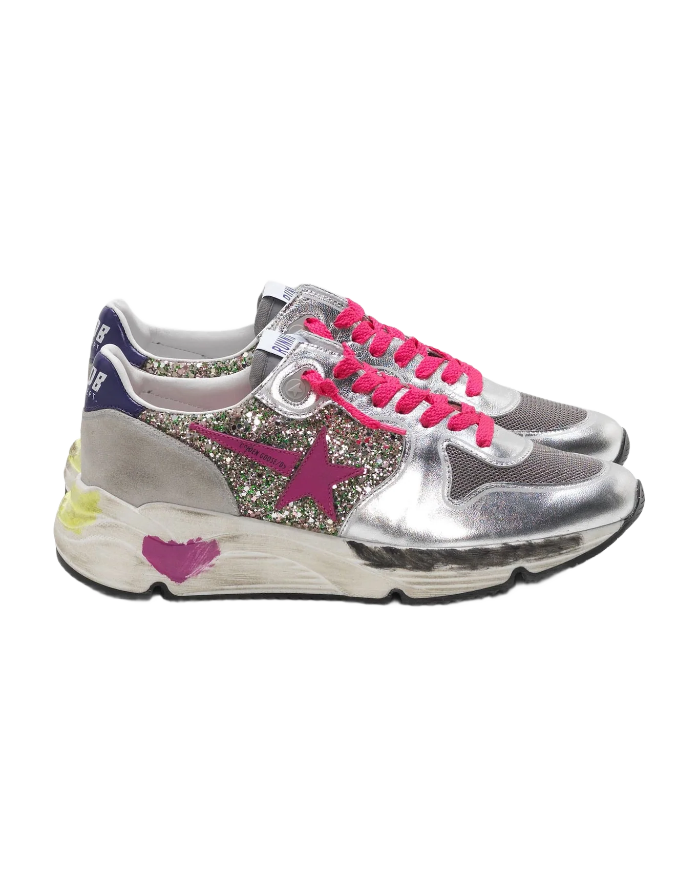 Women | Running Sole Sneakers Metallic Leather & Glitter - Image 4