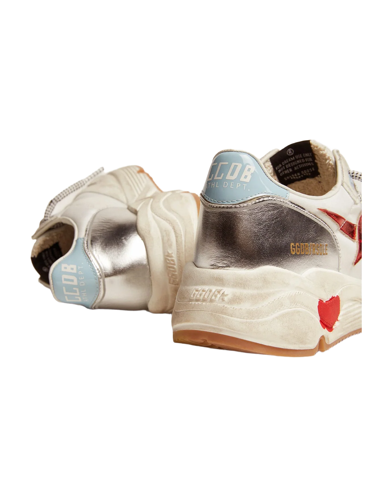 Women | Running Sole Sneakers Nylon & Suede with Red Laminated Leather Star | White x Optic White x Red x Blue Sky - Image 3