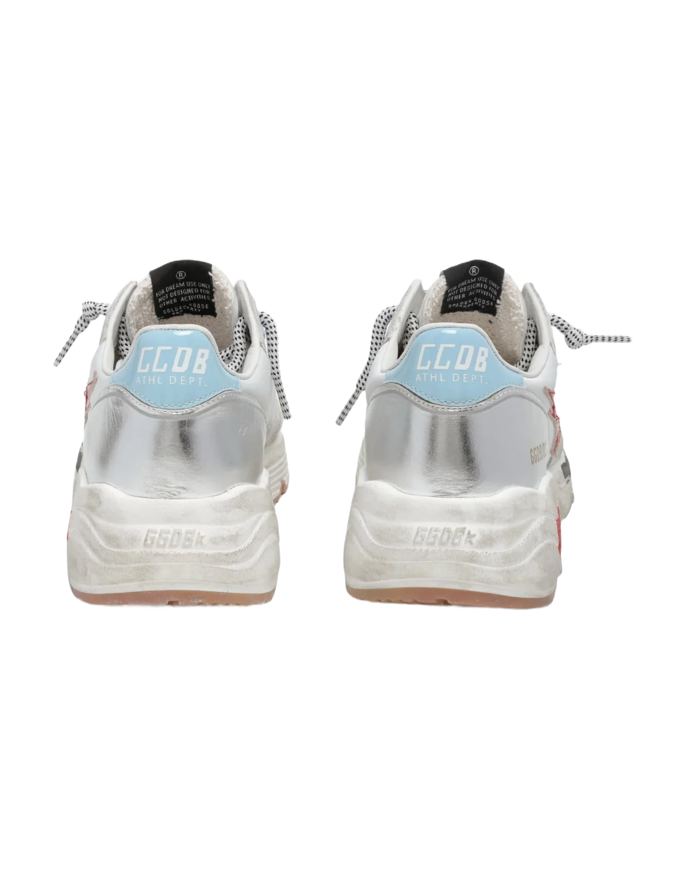 Women | Running Sole Sneakers Nylon & Suede with Red Laminated Leather Star | White x Optic White x Red x Blue Sky - Image 4