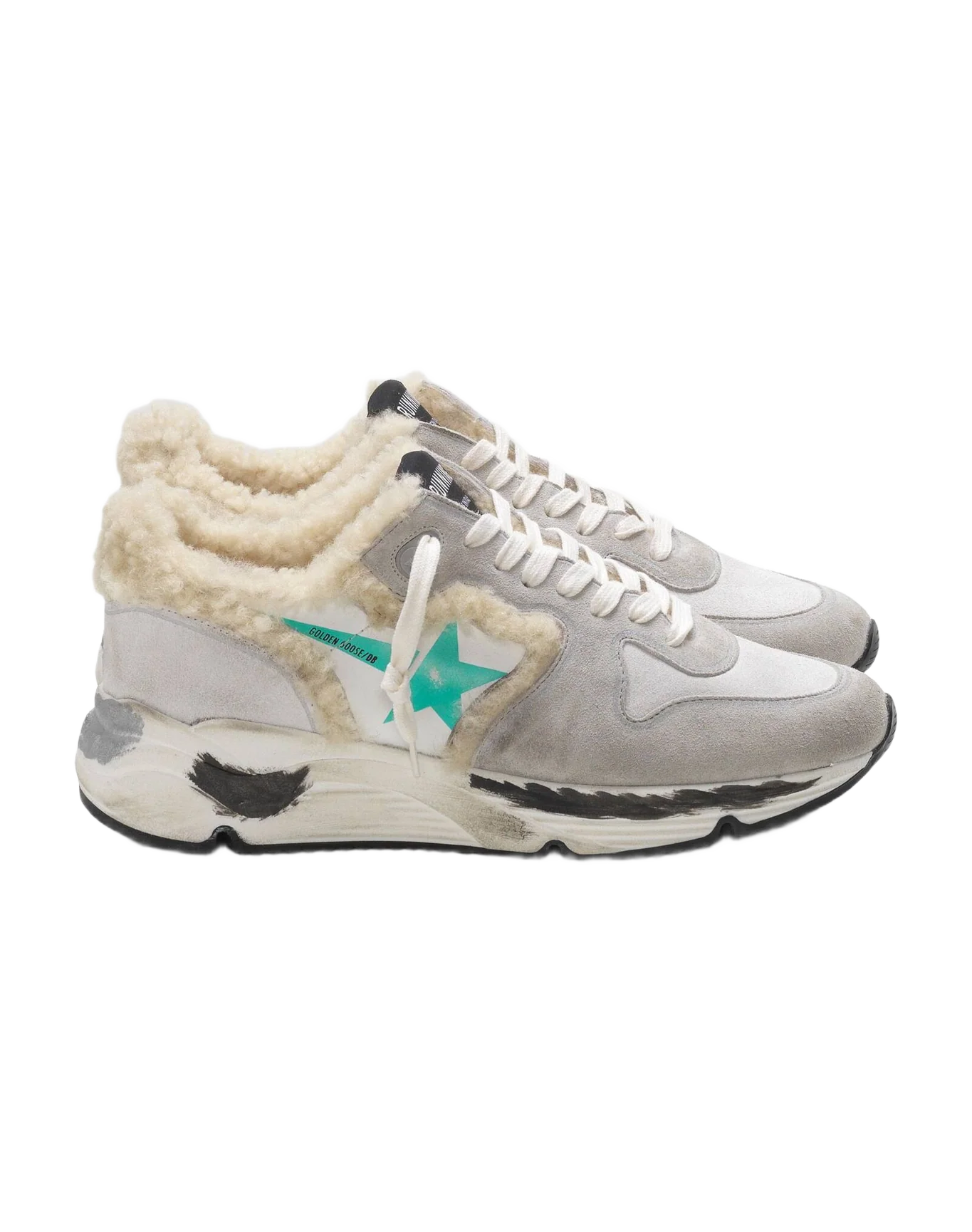 Women | Running Sole Sneakers White Padded with Grey Inserts & Mint Star - Image 2