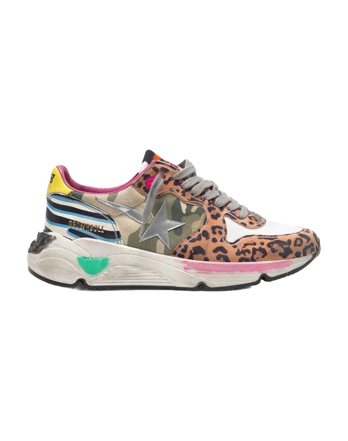 Women | Running Sole Sneakers with Mixed Animal-Print Upper