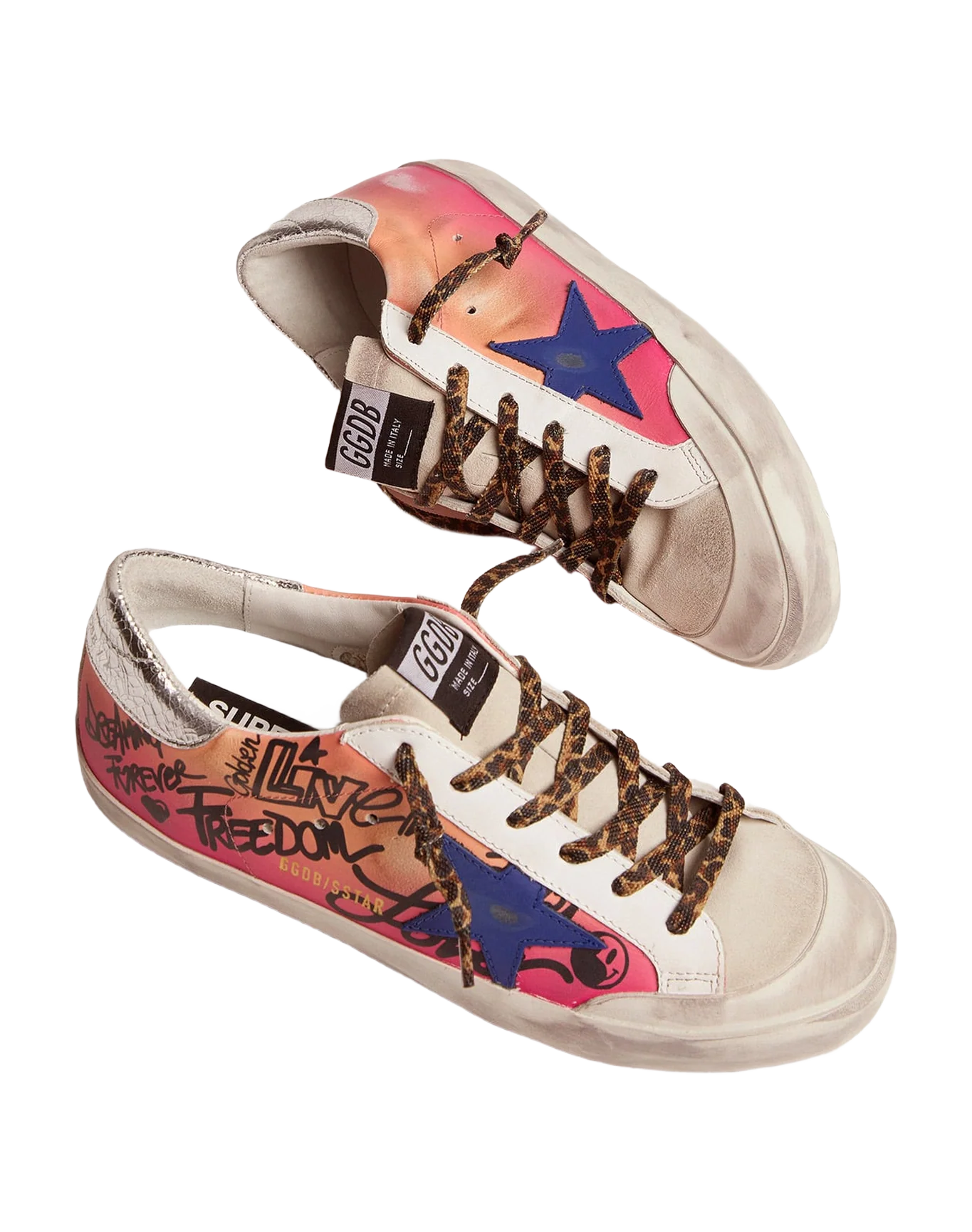 Women | Shaded Pink Super-Star Sneakers with Metallic Heel Tab | Pink Degrade x Ice x Blue x Silver - Image 5